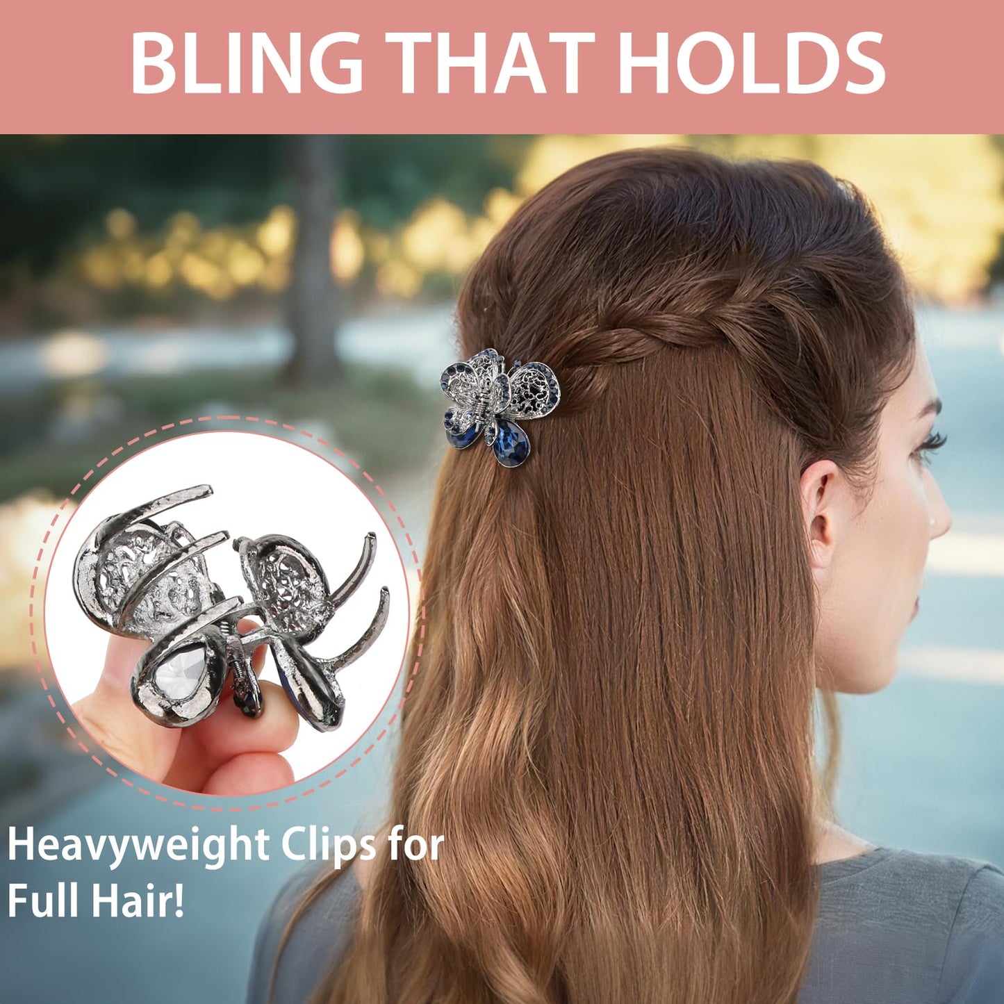 kilofly 3pc Vintage Crystal Hair Claw Clips Long Thick Hair Metal Clamps Beauty & Personal Care kilofly