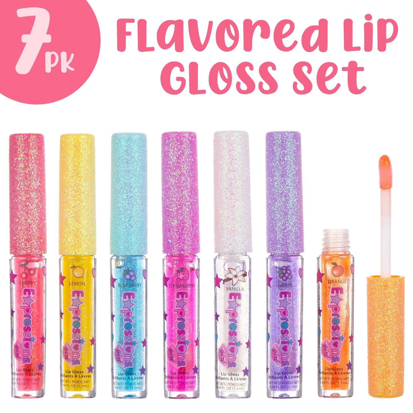 7pc Fruity Flavored Lip Gloss Set - Lip Gloss in Assorted Fruity Flavors, Non Toxic Makeup for Kids & Teens Beauty & Personal Care Expressions girl