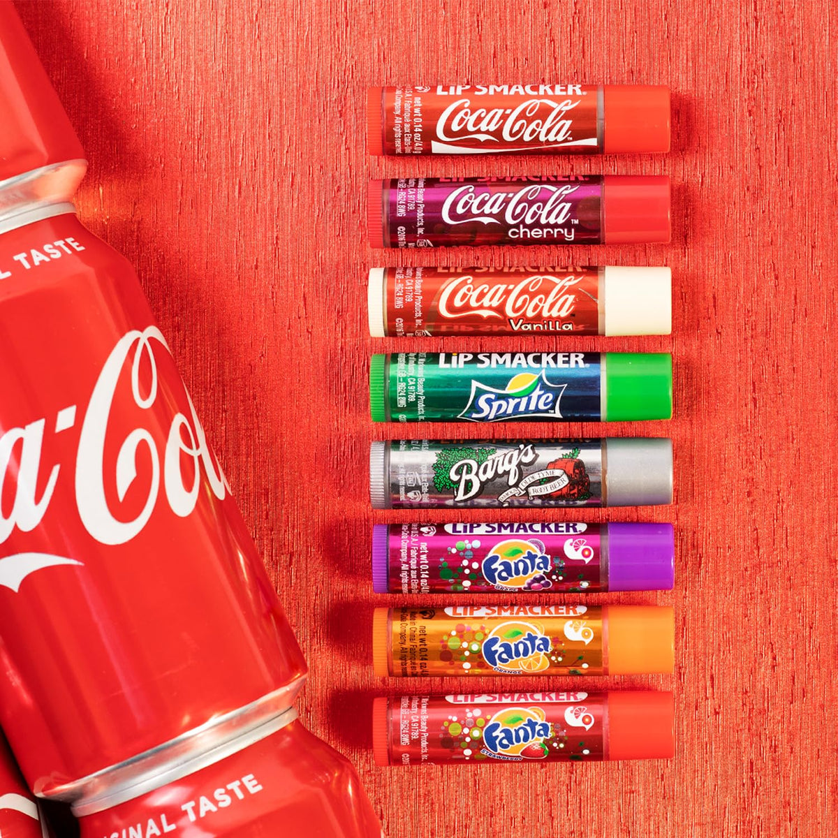 Lip Smacker Coca-Cola Flavored Balm, 8 Count, Flavors Coke, Cherry Vanilla Sprite, Root Beer, Orange Fanta, Grape Strawberry Fanta Beauty & Personal Care Lip Smacker