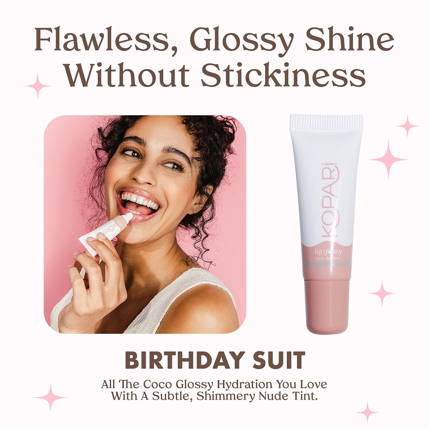 Kopari Coconut Lip Glossy | Nude Tint Birthday Suit | Vegan Hydrating Moisturizing Lip Oil Vitamin E Shea Butter Long Wear High Shine Non Sticky | Beauty & Personal Care Kopari