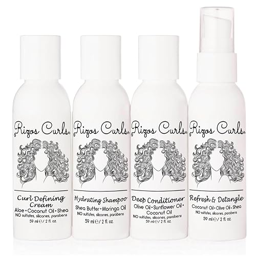 Rizos Curls 4-Step Travel Kit for Curly Hair: Curl Defining Cream, Shampoo, Conditioner, Refresh & Detangle (2 fl oz each) Beauty & Personal Care Rizos Curls