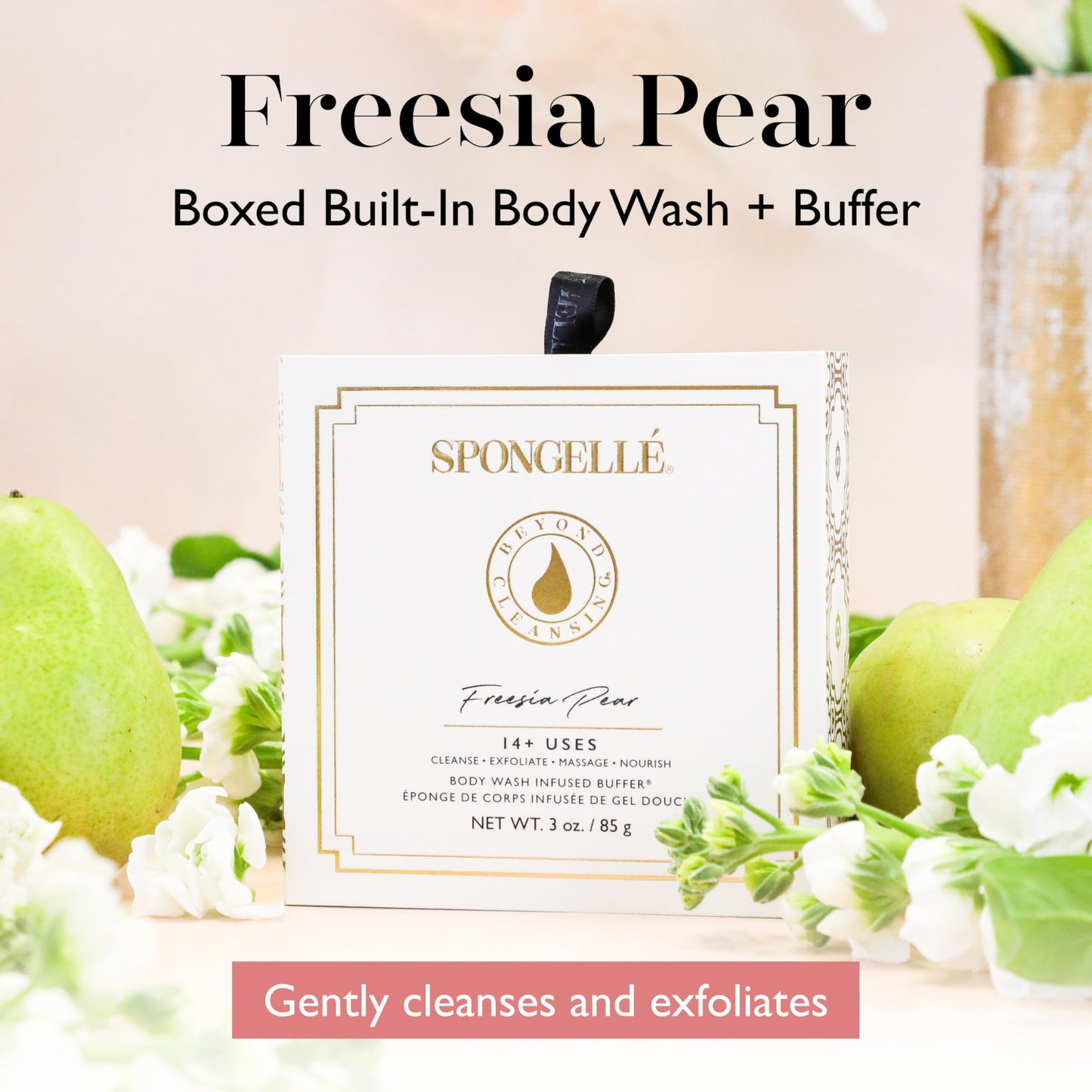 SPONGELLÉ Boxed Flower Body Wash Infused Buffer, Freesia Pear Beauty and Personal Care SPONGELLÉ