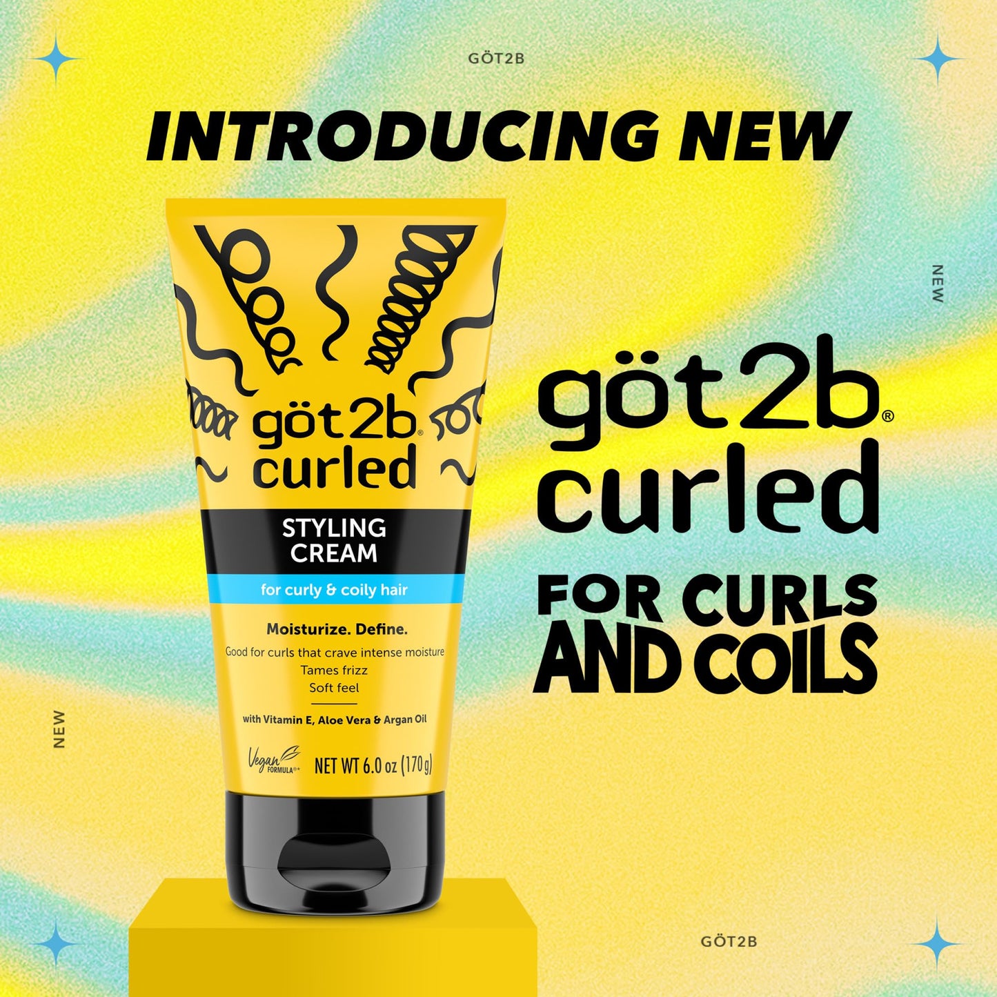 Got2B Curled Styling Cream, 6 Fl Oz, Curl Defining & Moisturizing Hair Cream for Coily & Curly Hair, Provides Frizz Control & Soft Feel for Type 3-4 Beauty & Personal Care Got2B