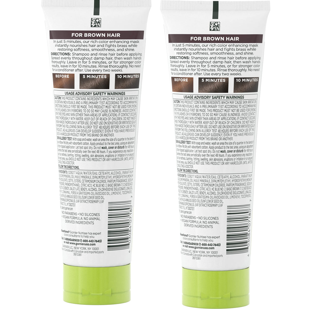 Garnier Hair Color Nutrisse Color Reviver 5 MIN Hair Mask, Cool Brown to Nourish & Fight Brass, 4.2 Fl Oz, 2 Count (Packaging May Vary)