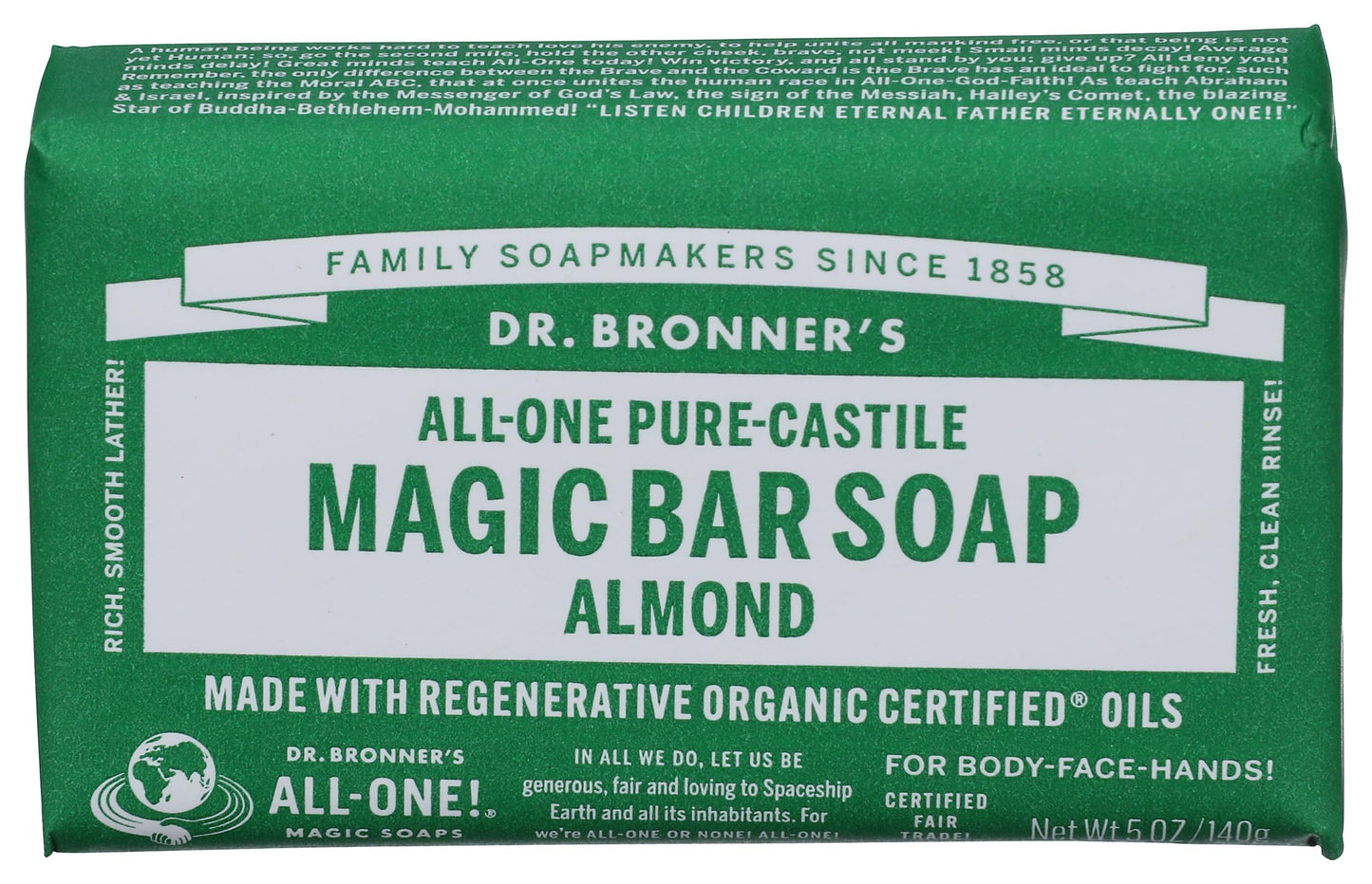 Dr. Bronners Almond Castile Bar Soap, 5 OZ Beauty & Personal Care Dr. Bronner's