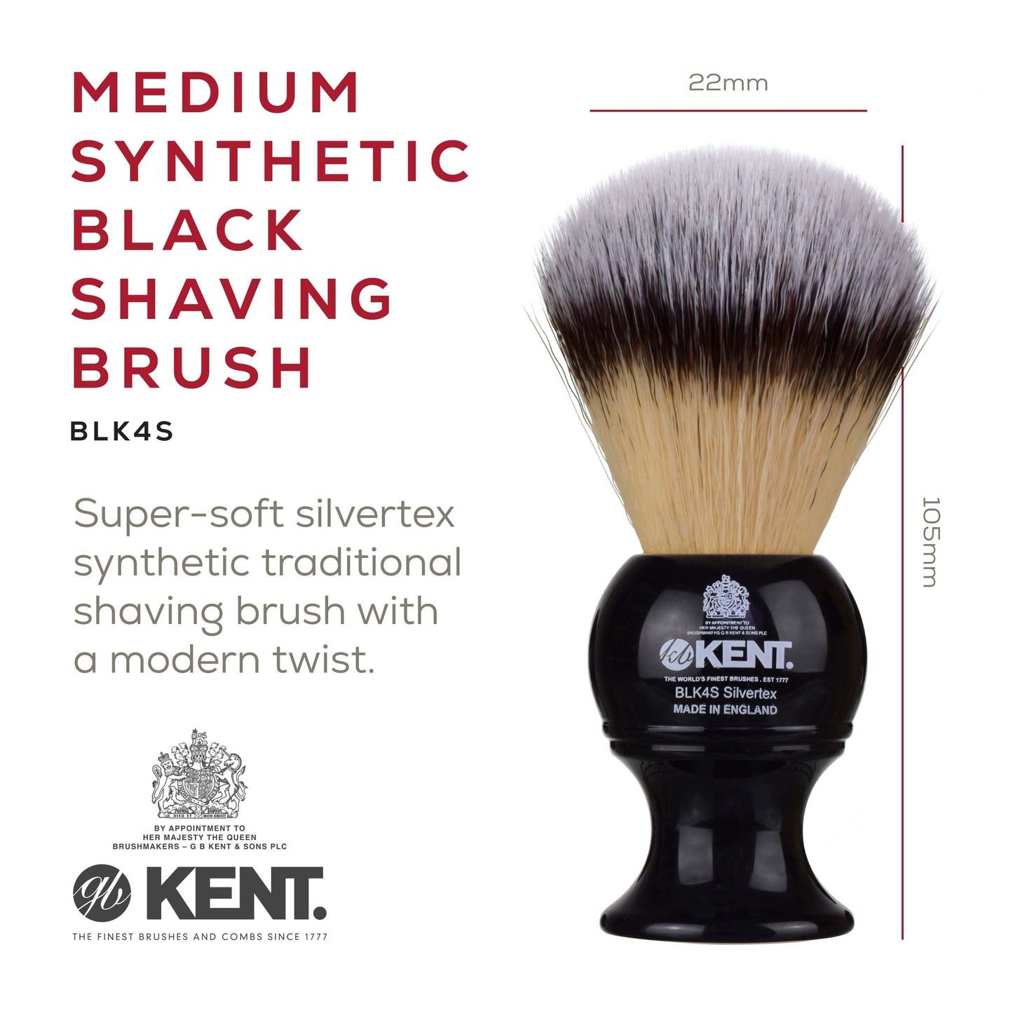 Kent BLK4S Shaving Brush with Ultra-Soft Silvertext Synthetic Bristles and Black Resin Handle to use with Shave Cream or Soap for a Perfect Lather. Beauty and Personal Care KENT