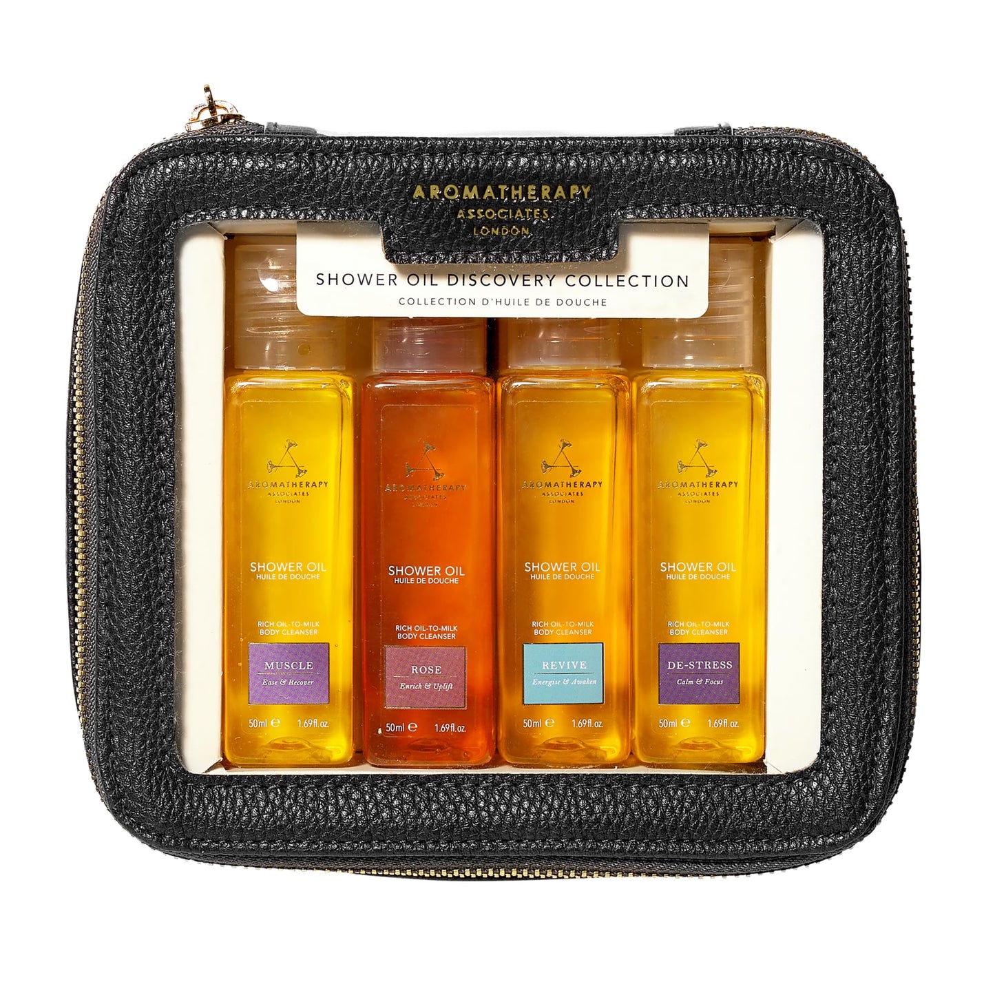 Aromatherapy Associates Mini Shower Oil Travel & Discovery Collection. 4 Premium Shower Oils (50ml each) and Handy Travel Case. Includes Revive Beauty and Personal Care Aromatherapy Associates