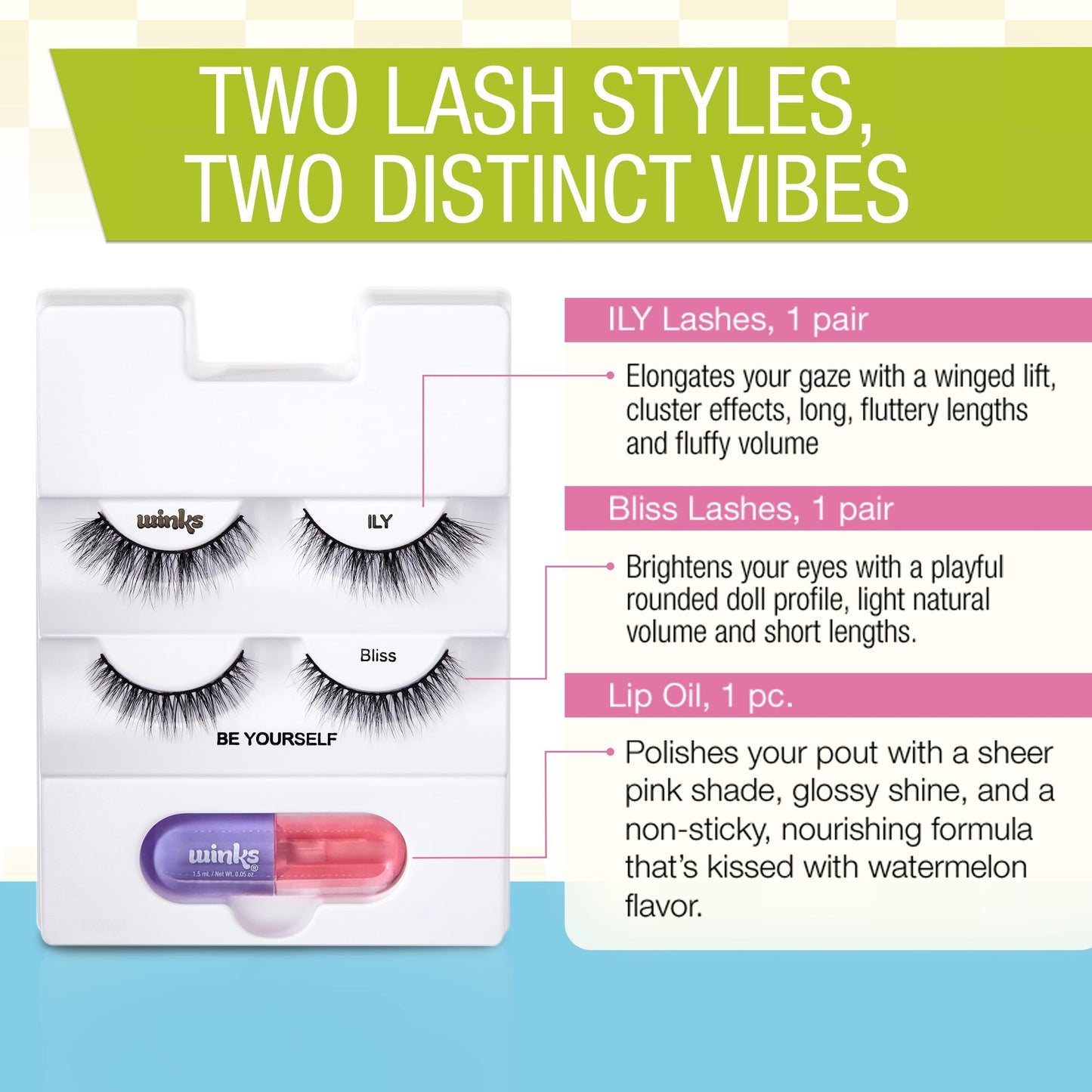 Ardell Winks Be Yourself Lashes & Lip Kit - Includes ILY & Bliss Natural False Eyelashes + Lip Oil, Dual Lash Kit and Lips Enhancer, Easy Glam Makeup… Beauty & Personal Care Ardell