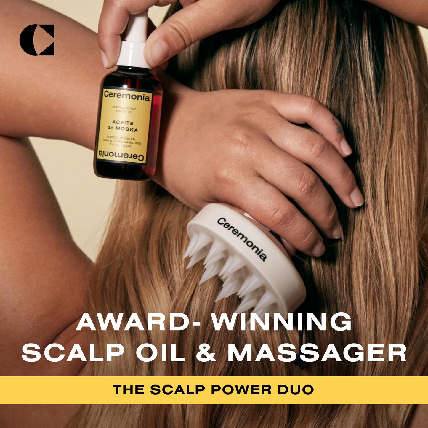 Ceremonia Scalp Power-Duo Aceite de Moska & Scalp Masajeador Aloe Vera Babassu Castor 2 Fl Oz 60 mL Beauty & Personal Care Ceremonia