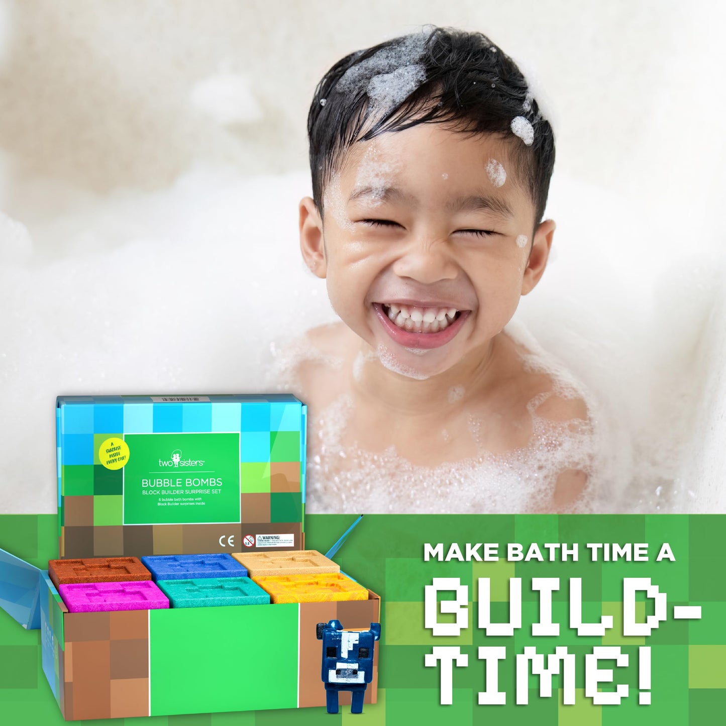 TNT Creeper Bath Bombs for Kids with Surprise Toys Inside (6 Pack) - Large Fizzy Bubble Mine Bomb - Easter Basket Stuffers for Boys, Fruity Scent Beauty and Personal Care Two Sisters