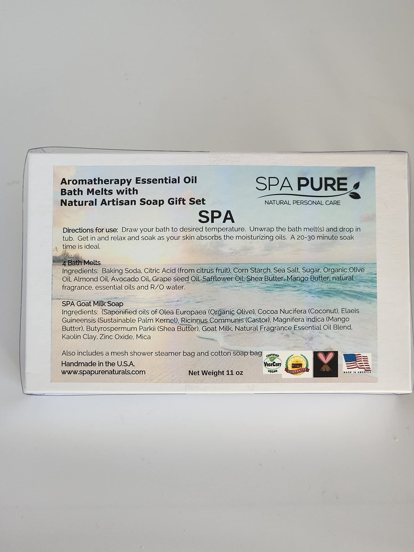 Spa Pure Aromatherapy Gift Set - Spa Bath Melts and Artisan Soap - Made in USA with Plant Based Ingredients - Cotton Soap Bag Beauty and Personal Care Spa Pure