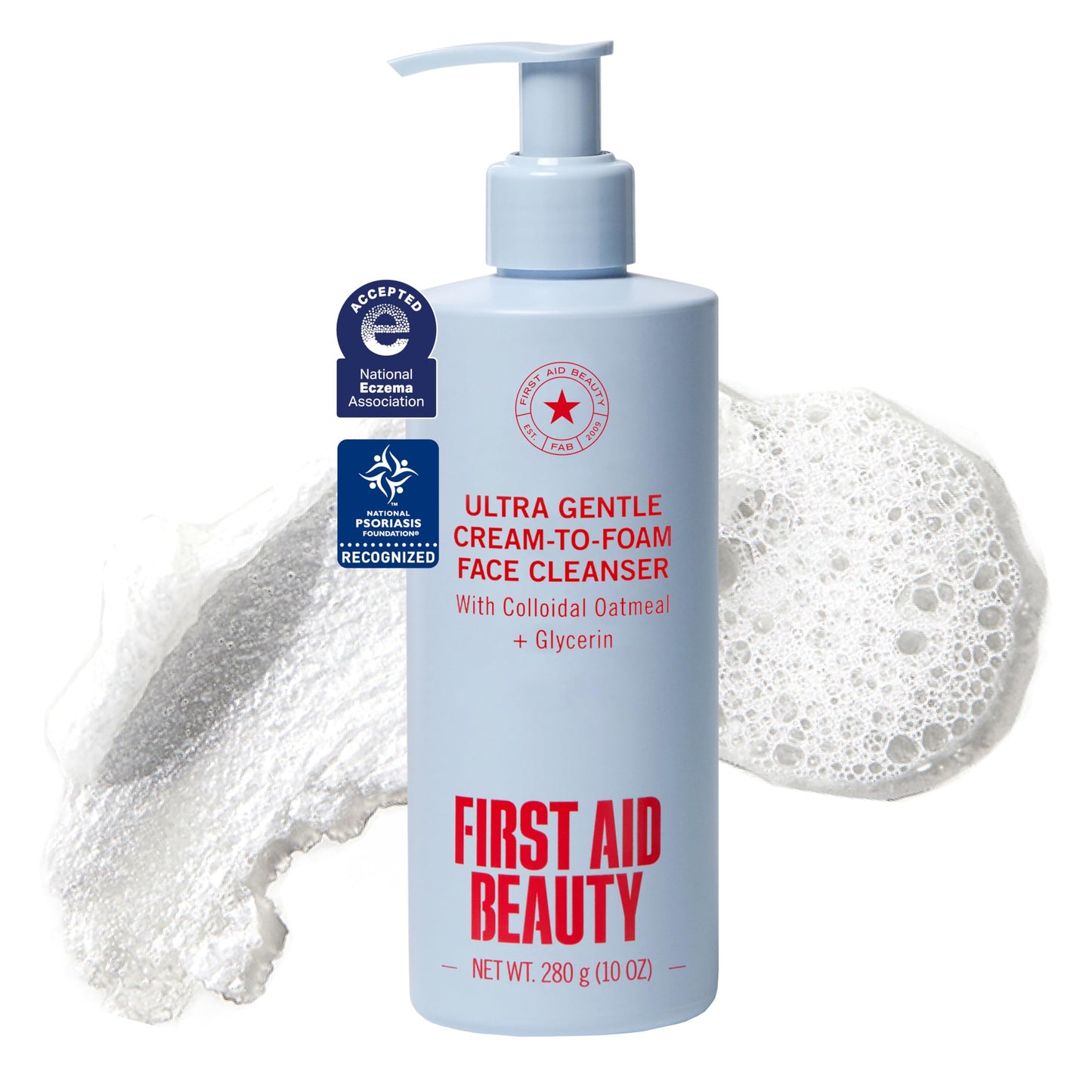 First Aid Beauty Ultra Gentle Cream-to-Foam Facial Cleanser, Fragrance Free Makeup Removing Face Wash with Colloidal Oatmeal & Glycerin, Sensitive Beauty and Personal Care First Aid Beauty