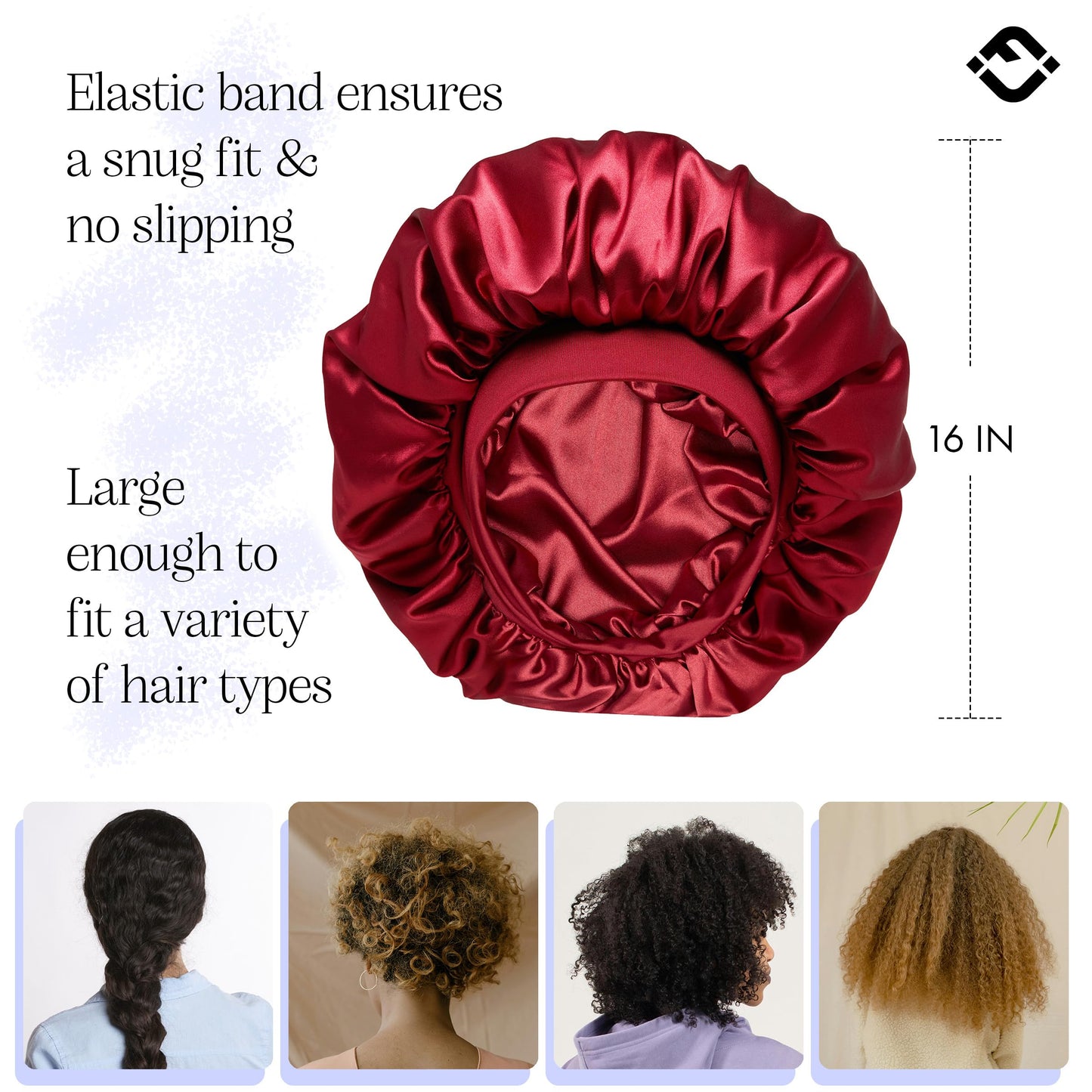 Funky Junque Satin Silk Sleep Bonnet - Double Layer Reversible Hair Wrap for Women, Adjustable Sleep Cap for All Hair Types - Burgundy Beauty and Personal Care Funky Junque