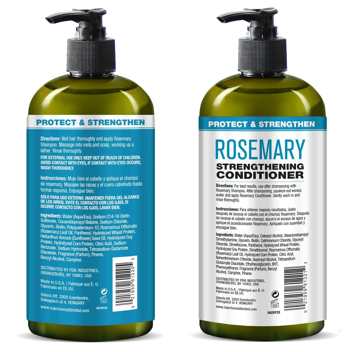 Hair Chemist Protect & Strengthen Rosemary Shampoo & Conditioner Set, 2?PC 33.8 oz Each - Strengthening, Breakage?Reducing Formula for Weak, Brittle Beauty & Personal Care Hair Chemist