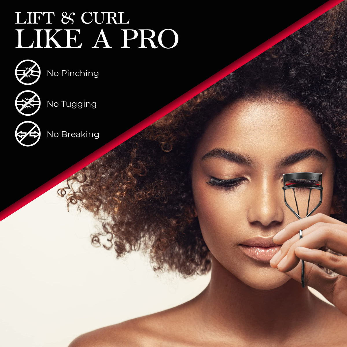 Brilliant Beauty Eyelash Curler with Satin Bag & Refill Pads - Award Winning - No Pinching, Just Dramatically Curled Eyelashes for a Lash Lift in