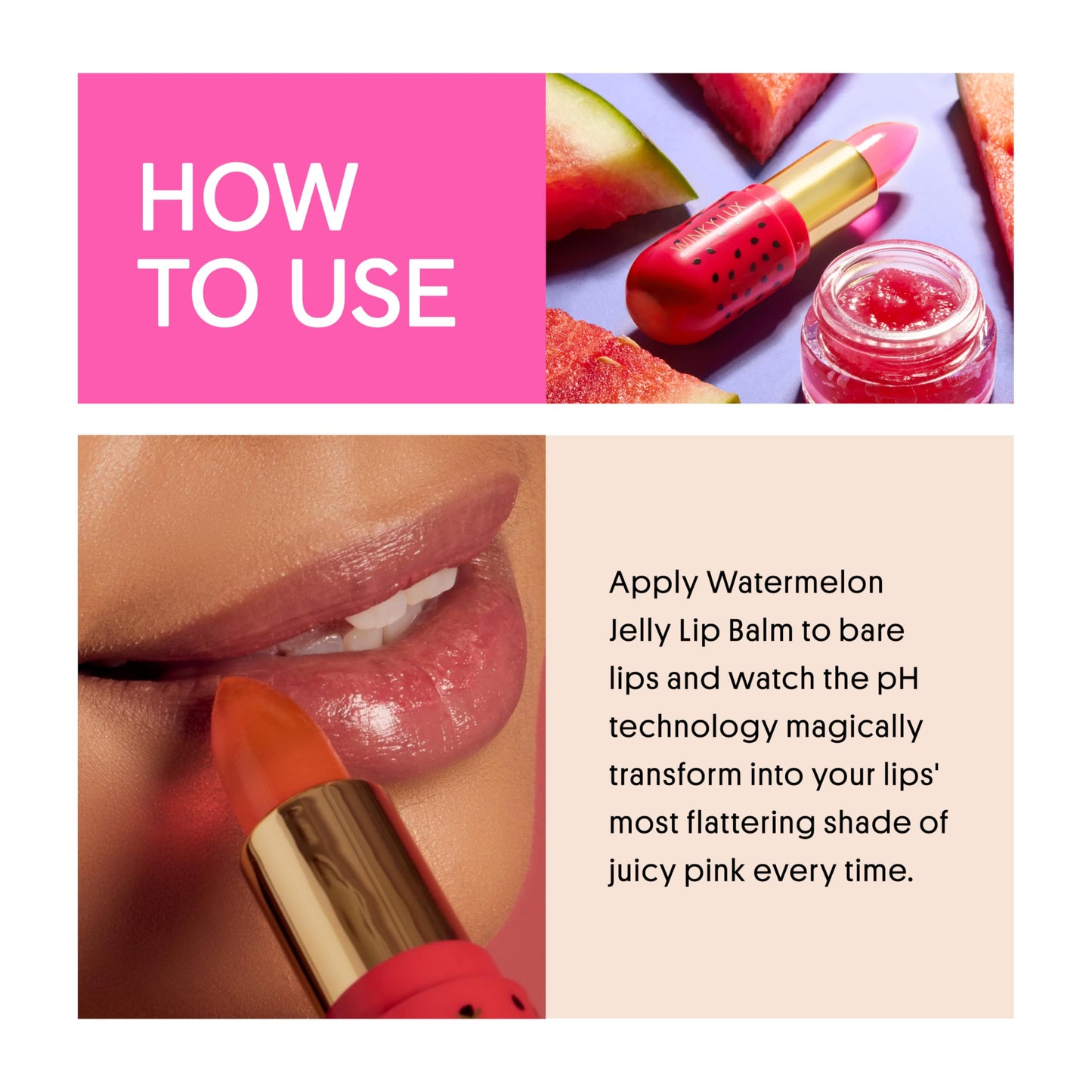 Winky Lux Watermelon Jelly pH Lip Balm - Hydrating Lip Balm, Natural Pink Tint with pH Color Changing, Moisturize & Soften Lips While Leaving Sheer Beauty and Personal Care Winky Lux