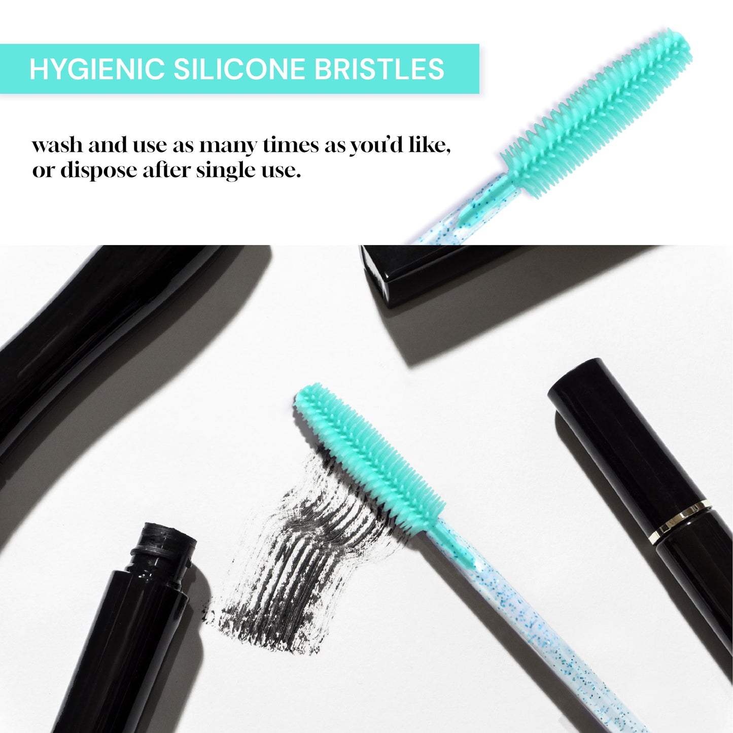 Apothie 50 Pieces Silicone Disposable Mascara Eyelash Wands - Eyebrow & Lash Extension Spoolie Brushes, Comb Separator, Microblading Tool, Applicator Beauty & Personal Care Apothie
