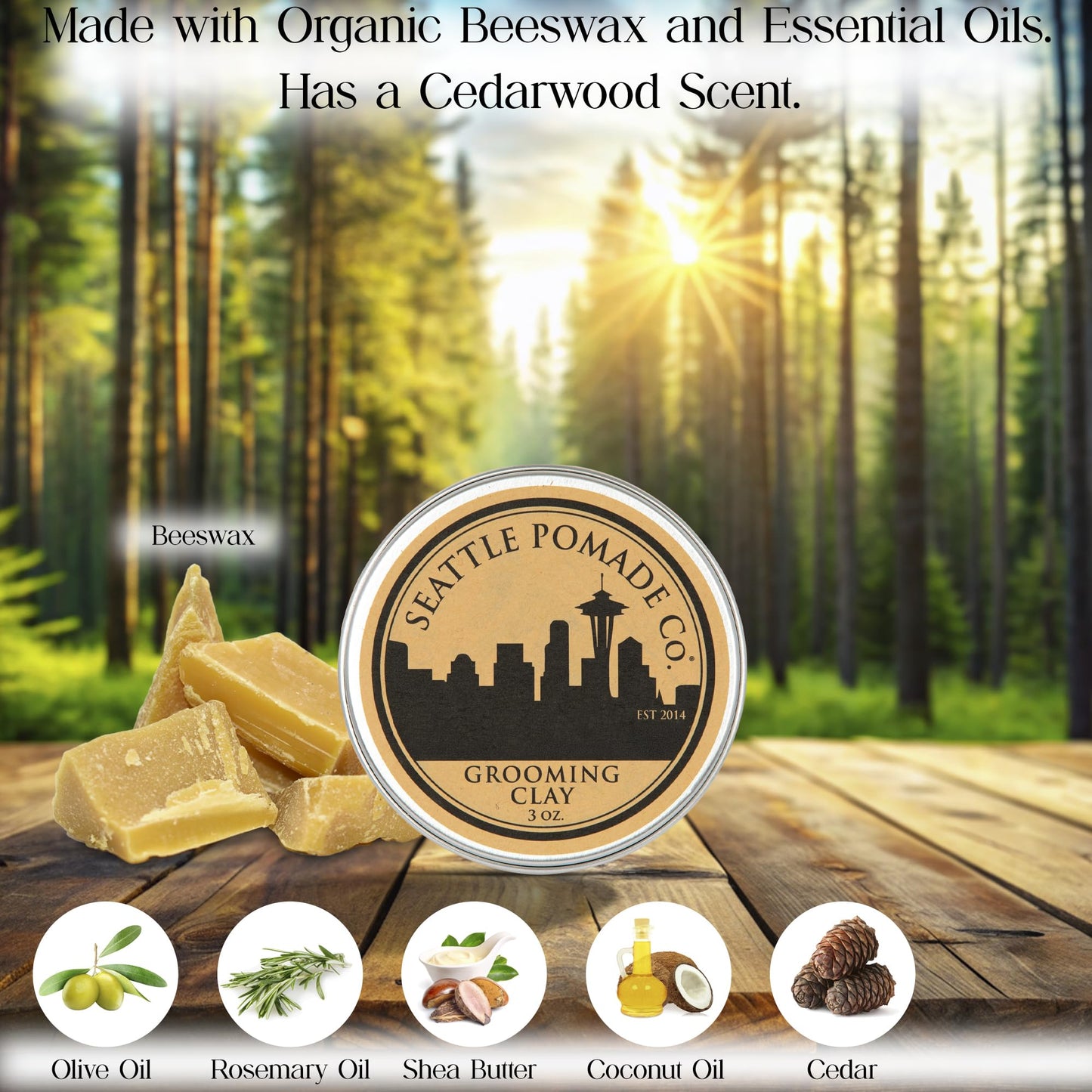 Seattle Pomade Co. Grooming Clay for Hair - USDA Certified, With Organic Essential Oils, Beeswax Based. Made with organic materials from around the Beauty & Personal Care SEATTLE POMADE CO. EST 2014 HANDMADE IN SEATTLE, WA POMADE