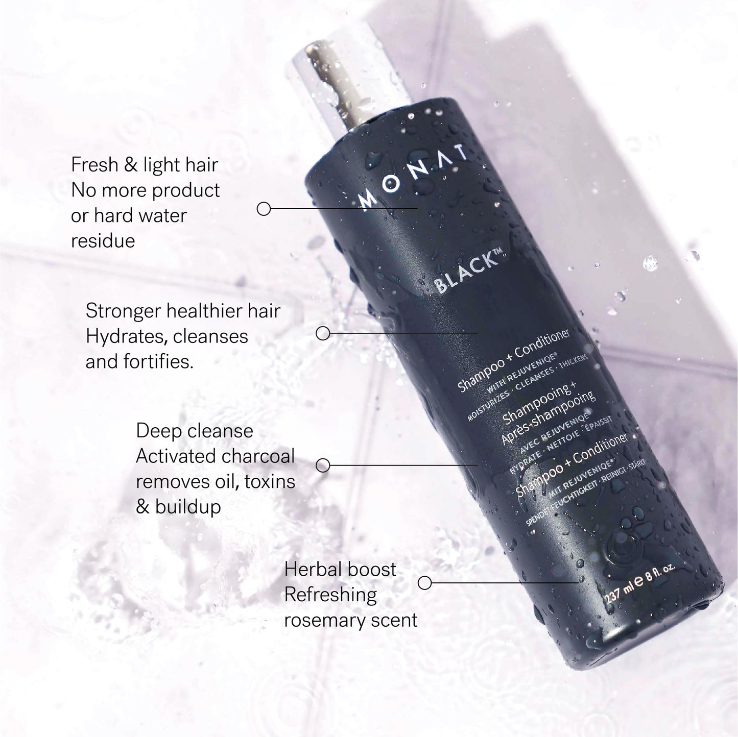 MONAT Black Shampoo + Conditioner - 3-Month Supply - A 2-in-1 Formula for Optimal Hair Care in One Step - Cleanses, Conditions, and Promotes Stronger Beauty & Personal Care MONAT