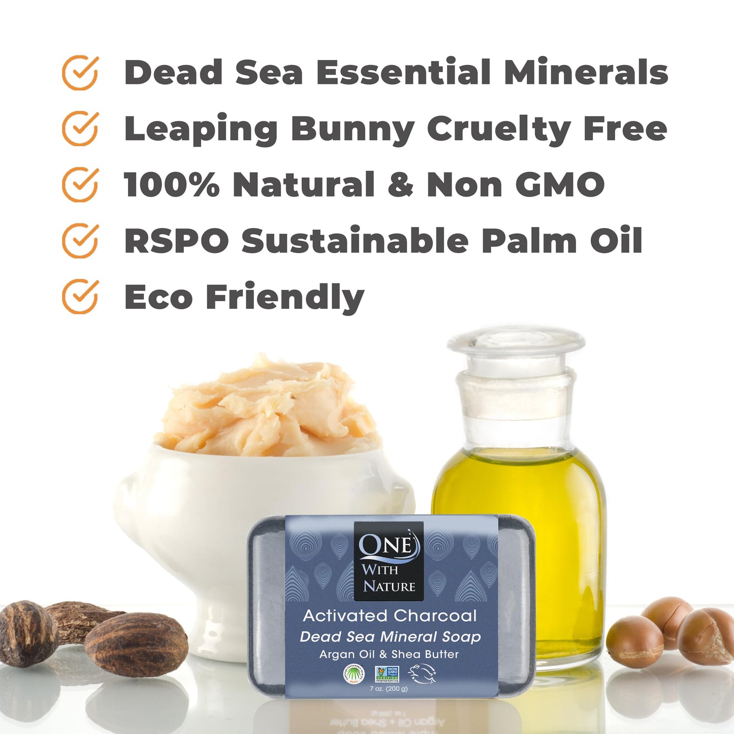 One With Nature Activated Charcoal Soap 7oz 3-Pack - Detoxifying and Exfoliating Charcoal Soap Bar with Dead Sea Salt for Face & Body, for Men & Women Beauty & Personal Care One With Nature