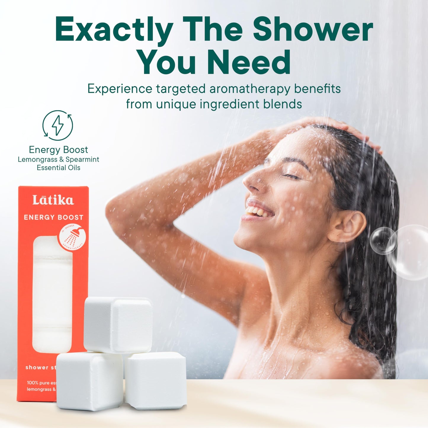 Latika Shower Steamer - Aromatherapy Cubes with Lemongrass & Spearmint Essential Oils for Stress & Anxiety Relief, Uplifting Energy - Long-Lasting Beauty and Personal Care Latika