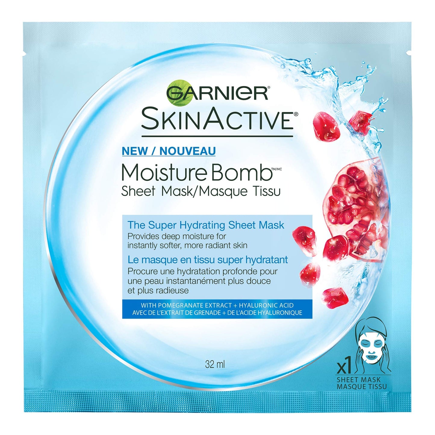 Garnier SkinActive Super Hydrating Sheet Mask, 0.08 Ounce, 1 Count Beauty & Personal Care Garnier