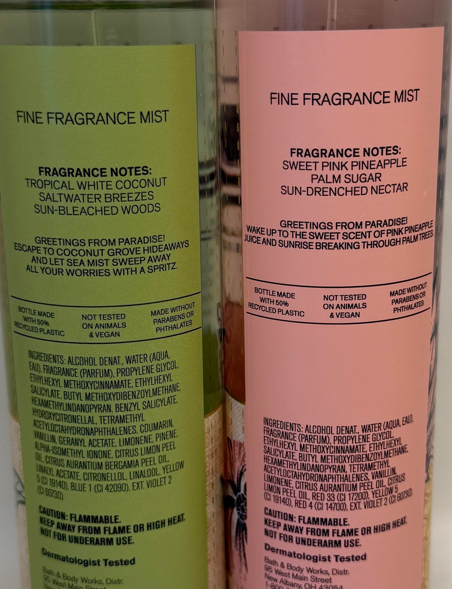 Bath & Body Works Fine Fragrance Mist Set of 2 - Pink Pineapple Sunrise & Waikiki Beach Coconut - Tropical Fruity Summer Body Spray Bundle Beauty & Personal Care Bath & Body Works