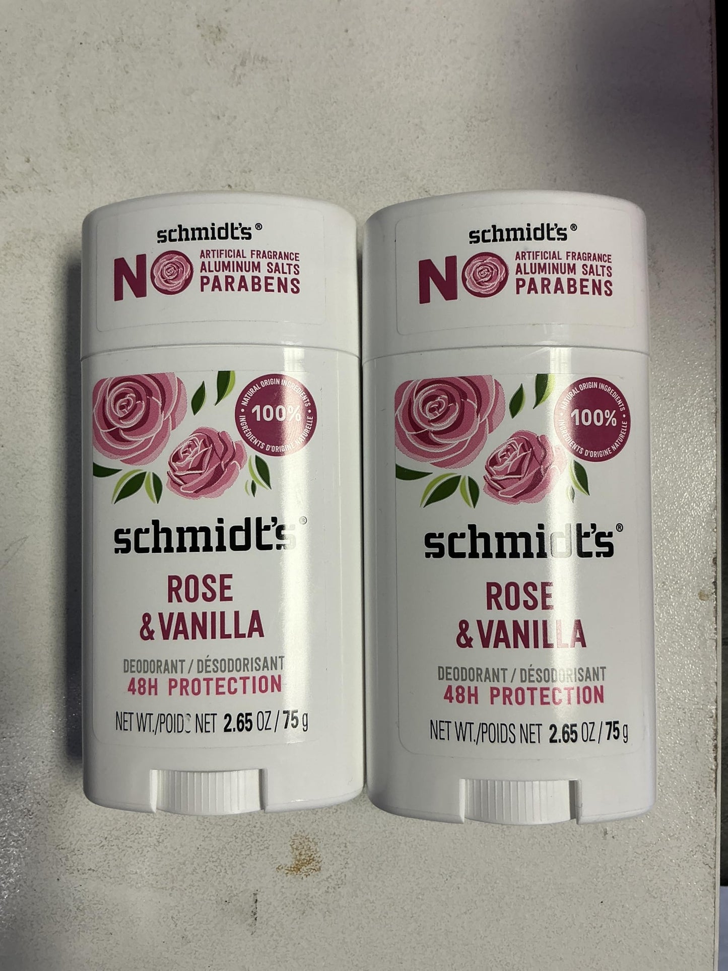 2 Pack - Rose + Vanilla Natural Deodorant Stick (2.65 oz.) Aluminum-Free Beauty and Personal Care Schmidt's