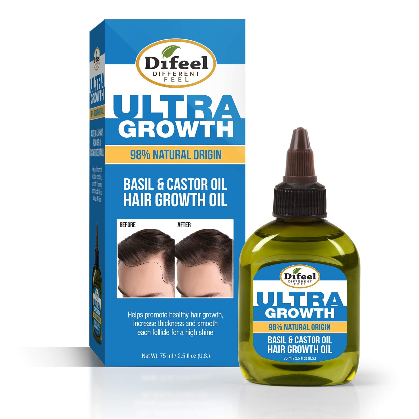 Difeel Mens Ultra Growth Basil and Castor Hair Oil 2.5 oz. Beauty & Personal Care Difeel