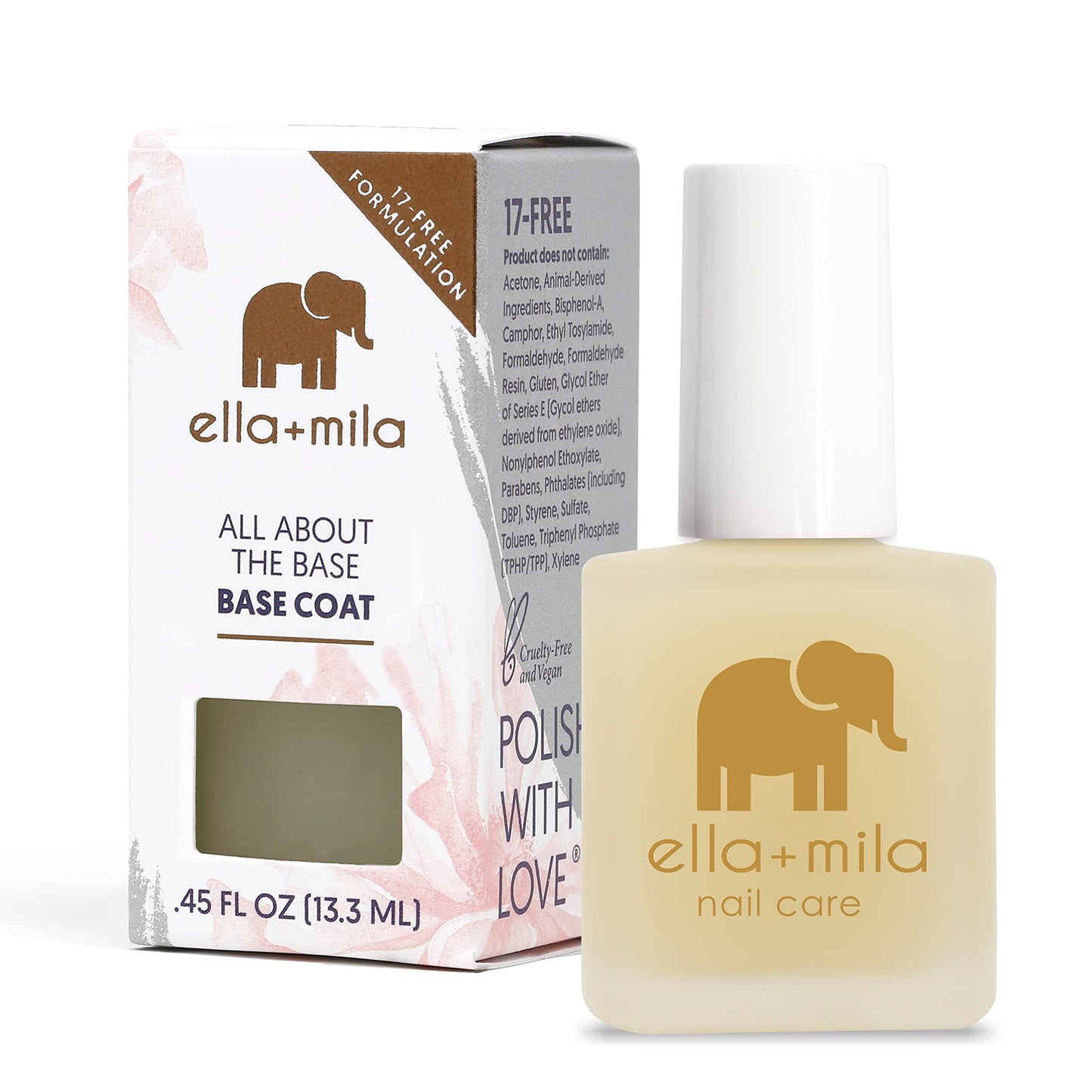 ella+mila Ridge Filler Base Coat Nail Polish - Smoothing Nail Treatment and Long-lasting Ridge Filler - Nourishing Clear Polish for Natural Beauty & Personal Care ella+mila