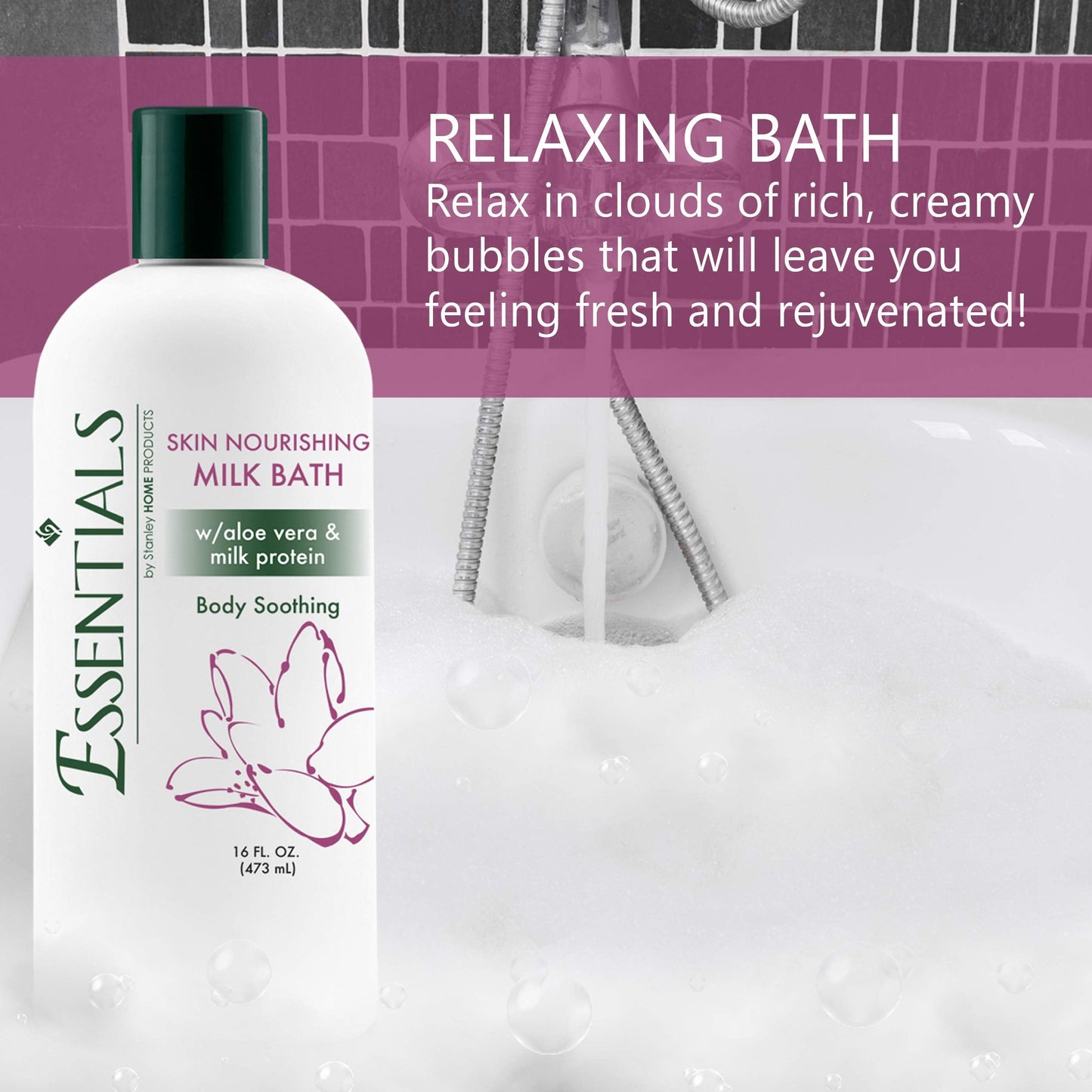 Stanley Home Products A6808 Essentials Nourishing Milk Bath for Spa & Home - Skin Moisturizer & Softener - Light, Fresh Fragrance - 16 Fl. Oz (Pack Beauty and Personal Care STANLEY HOME PRODUCTS