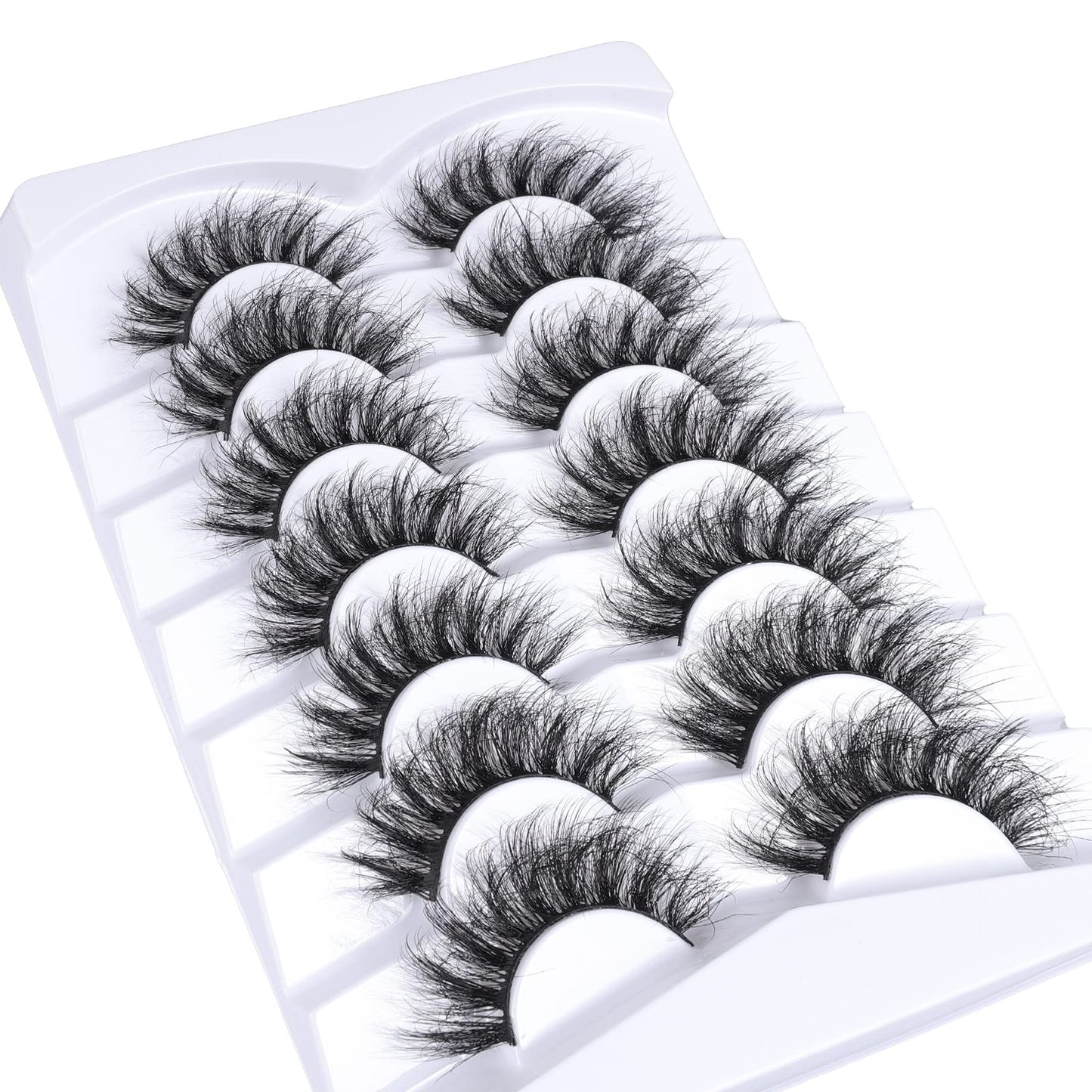 Mebver Lashes Eyelashes 8D Fluffy False Eyelashes Wispy Faux Mink Lashes Light Weight Fake Eyelashes Cat Eye Lashes 7 Pairs Pack, Black Beauty & Personal Care Mebver