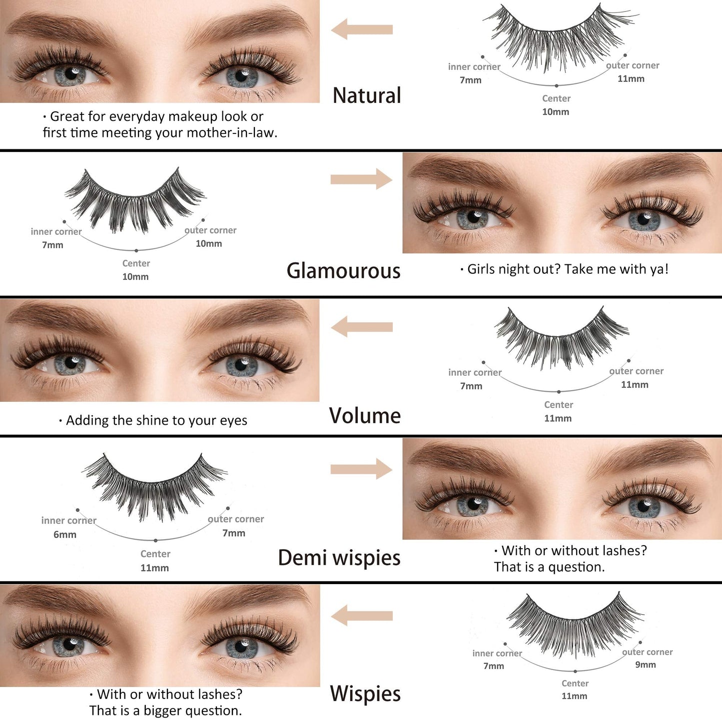 50 Pairs 5 Styles MUSELASH False eyelashes set professional 100% Handmade natural, glamorous, demi wispies, volume multipacks, cotton band, 10 Pairs Beauty & Personal Care MUSELASH