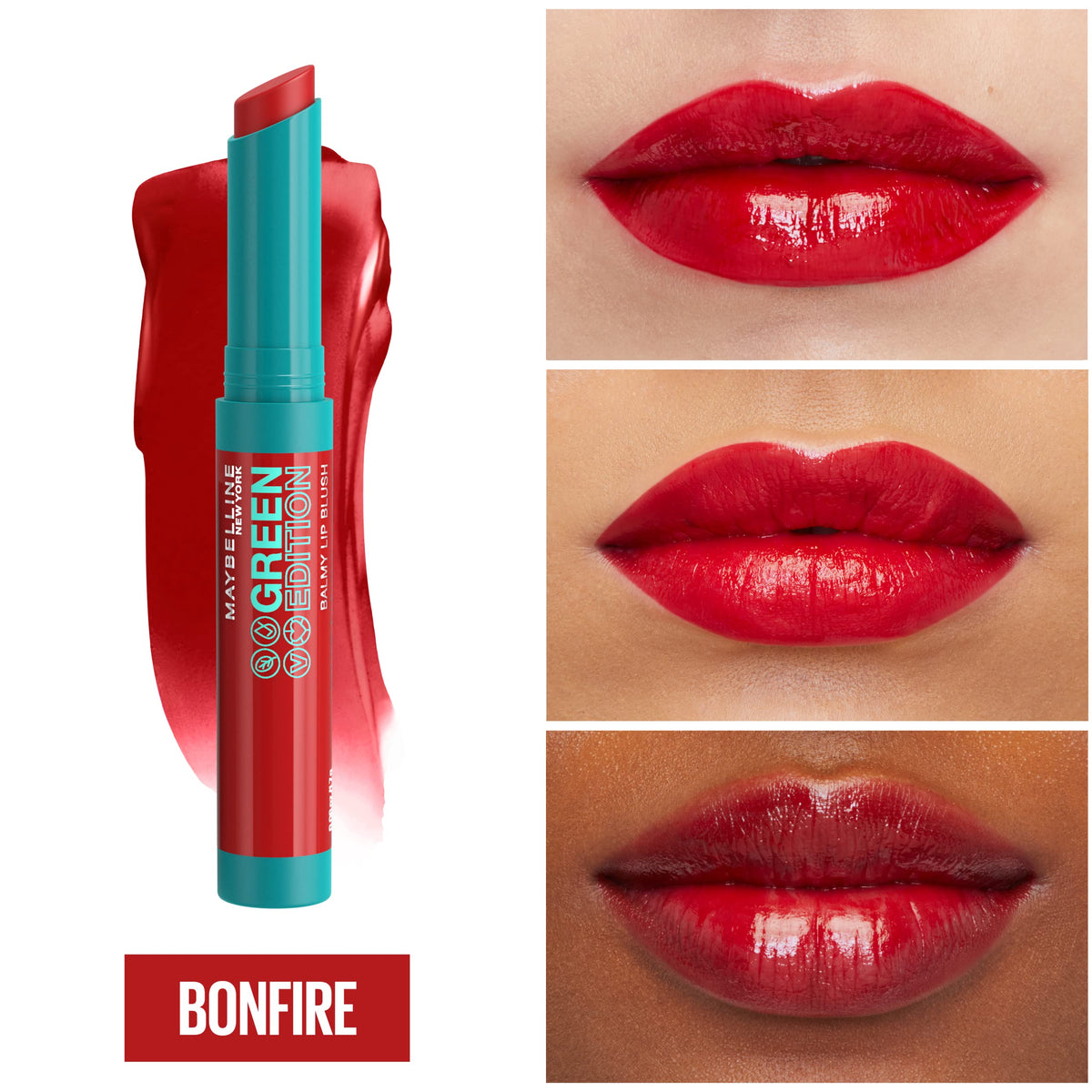 Maybelline Green Edition Balmy Lip Blush, Formulated With Mango Oil, Bonfire, Blue Red, 1 Count Beauty & Personal Care MAYBELLINE