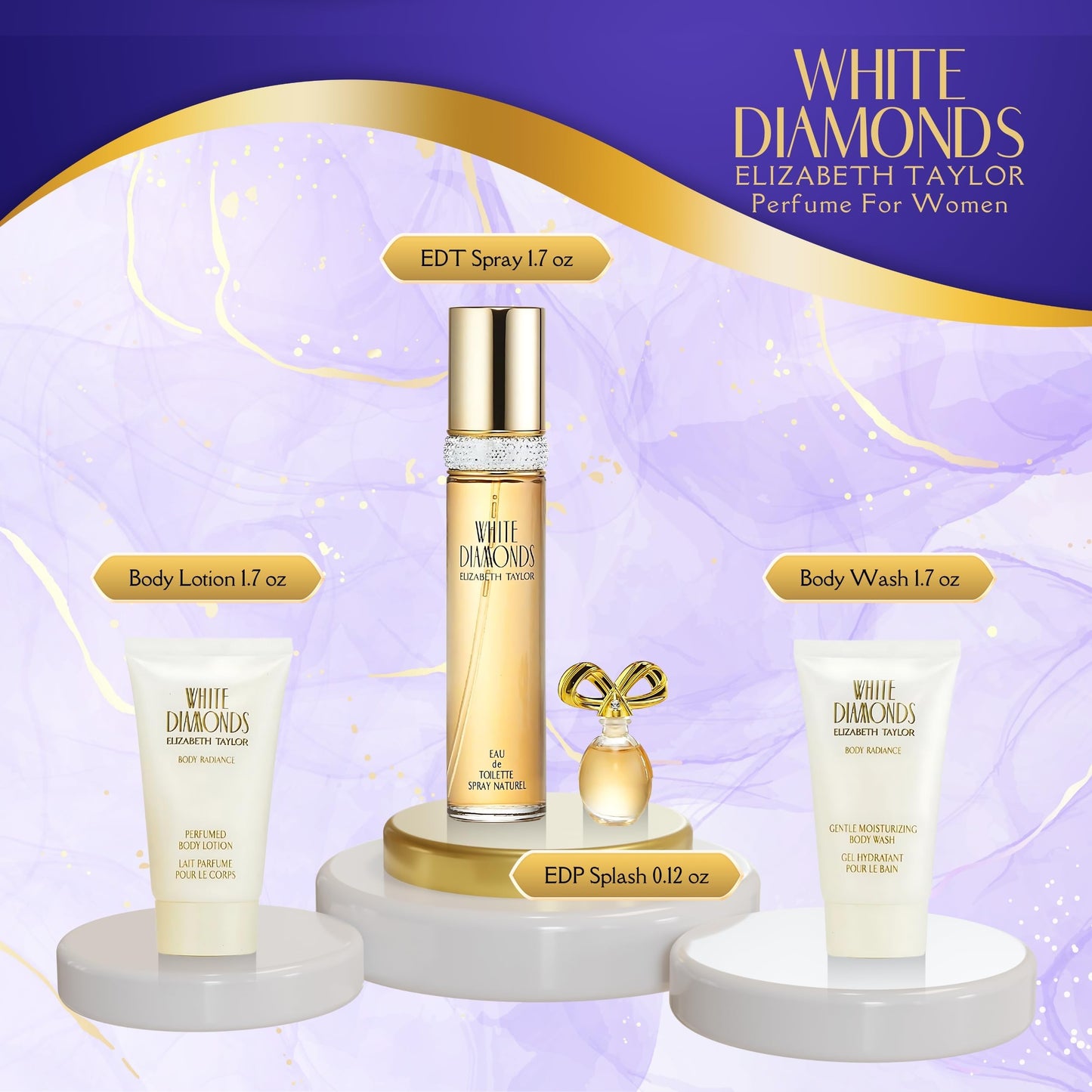 Elizabeth Taylor White Diamonds Perfume for Women Gift Set 4 Piece Beauty & Personal Care Elizabeth Taylor