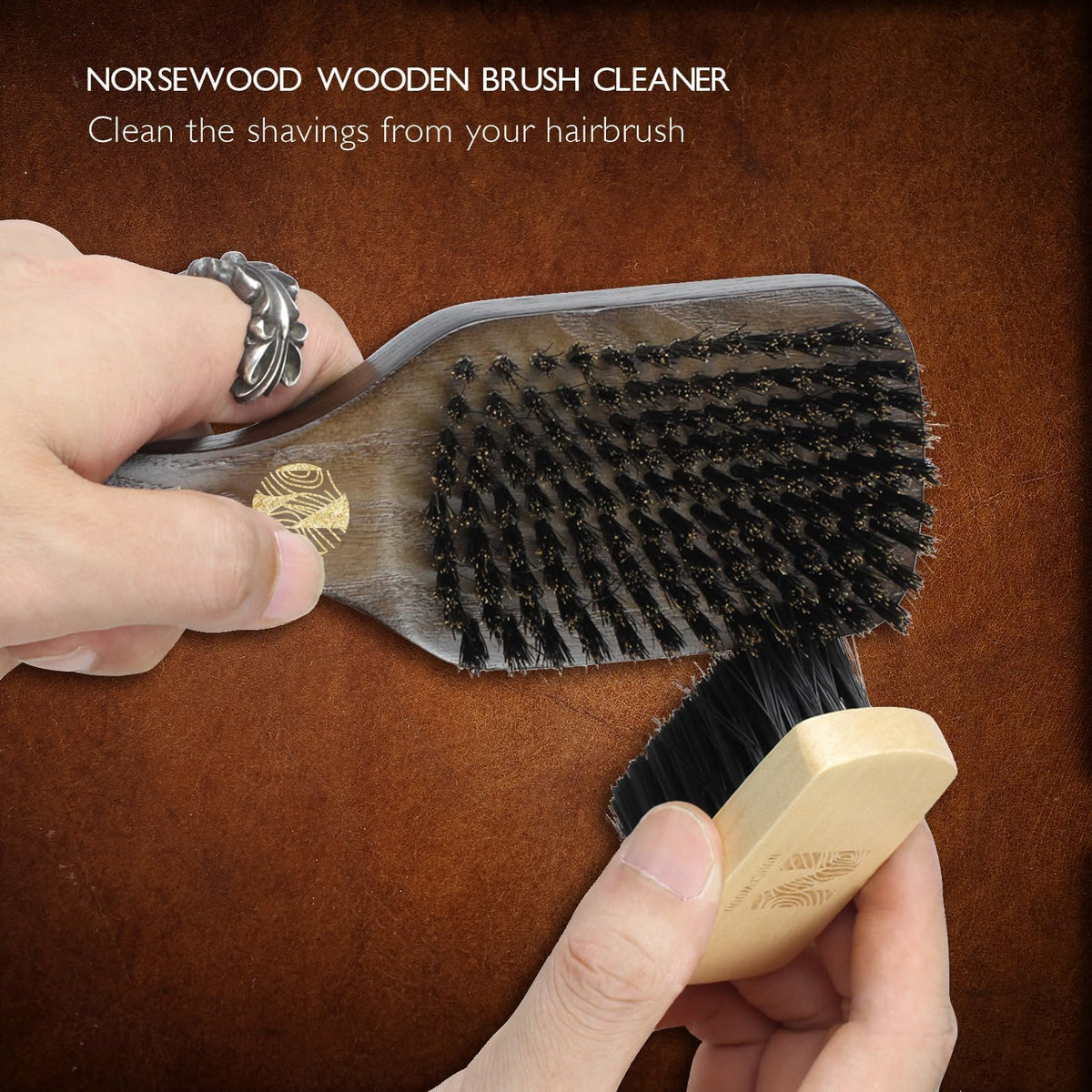 NORSEWOOD Boar Bristle Brush for Shine and Texture - Stiff Bristles for Medium Hair/Beards, Cleaning Brush Included Beauty & Personal Care Norsewood