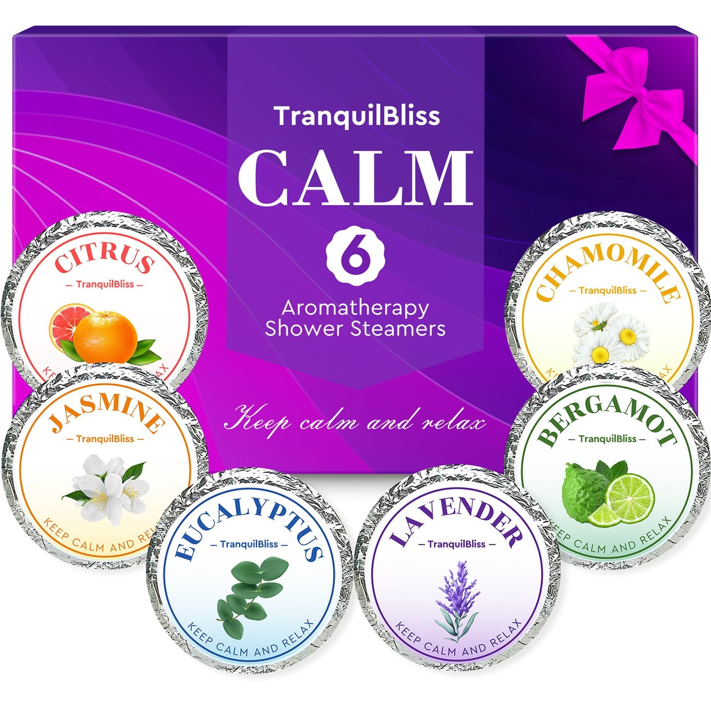 TranquilBliss Shower Steamers, 6 Pack Shower Tablets with Natural Fragrance, Self Care & Relaxation, Mother's Day, Individually Packaged, Valentine's Beauty and Personal Care TranquilBliss