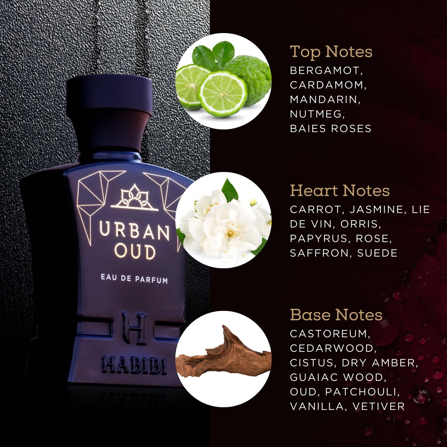 H HABIBI Urban Oud Perfume for Men - 2.5 oz (75ML) Long Lasting Arabian Cologne, Woody Citrus Oud Men Perfume, Luxury Fragrance Gift for Special Beauty & Personal Care H HABIBI
