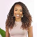 Wodun 14inch Goddess Box Braids Crochet Hair Pre Looped Box-Braids Crochet-Hair with Curly Ends For Black Women Synthetic 3X Bohemian Box Braiding Beauty & Personal Care Wodun