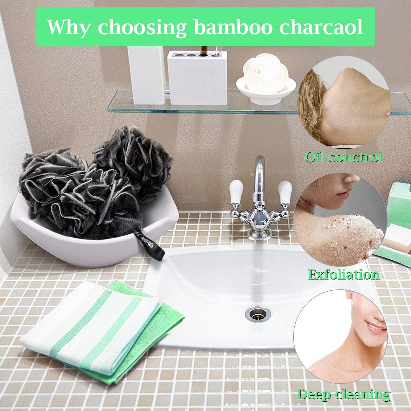 Easymoo Bath Loofahs Sponge Shower Pouf Body Scrubber Mesh Pouf Bath Sponge 3 Pack Beauty and Personal Care Easymoo
