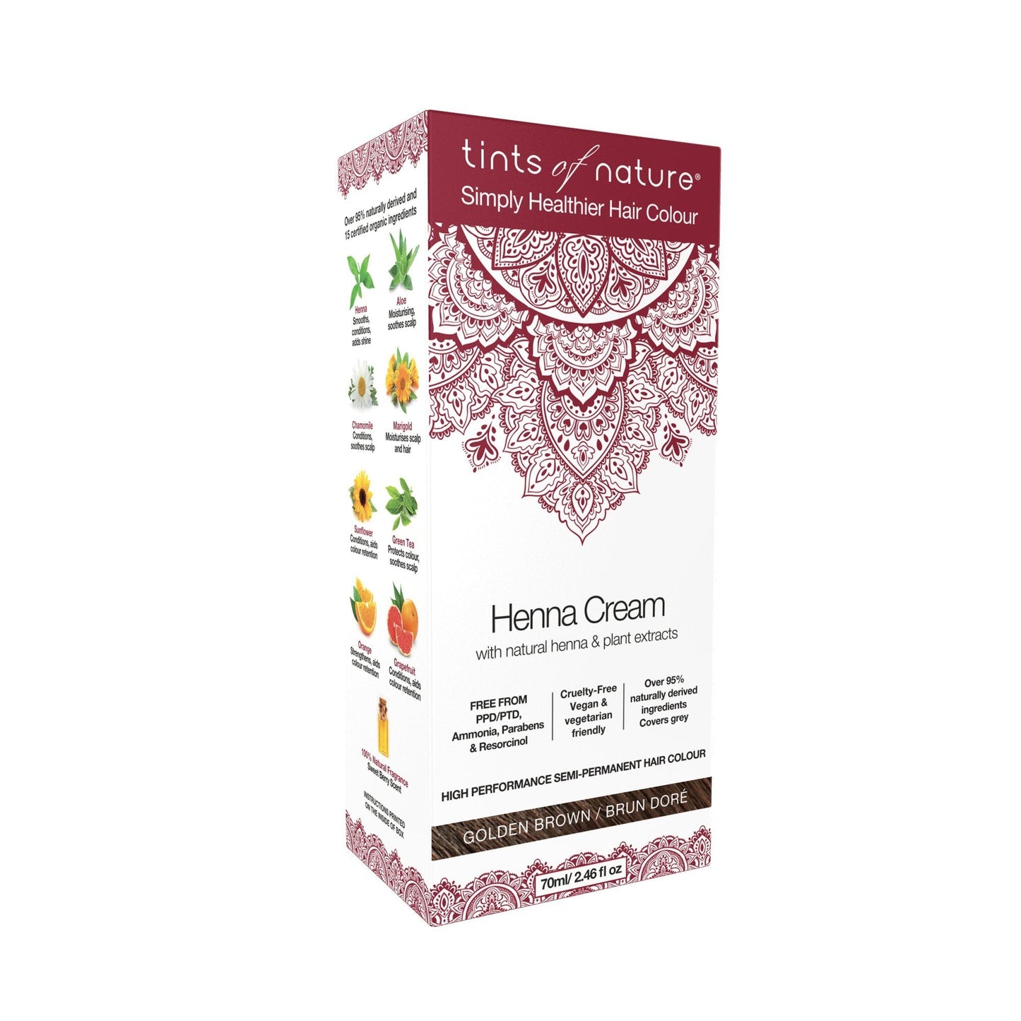 Tints of Nature Golden Brown Semi-Permanent Henna Cream Hair Colour, Ammonia-Free and 95% Natural, 2.37 fl oz Beauty & Personal Care Tints of Nature