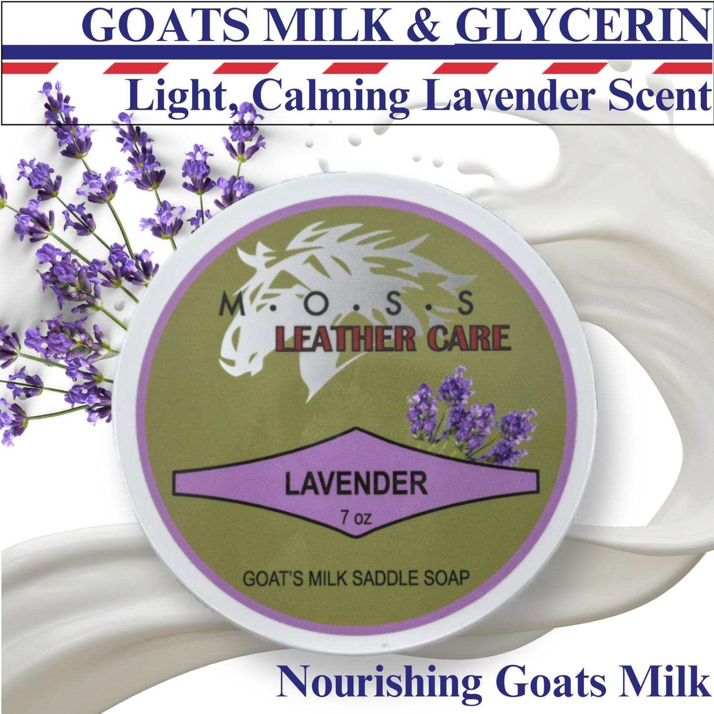 Moss 1851 M.O.S.S. Goat's Milk Saddle Soap - 7 Ounce Lavendar Beauty & Personal Care MOSS