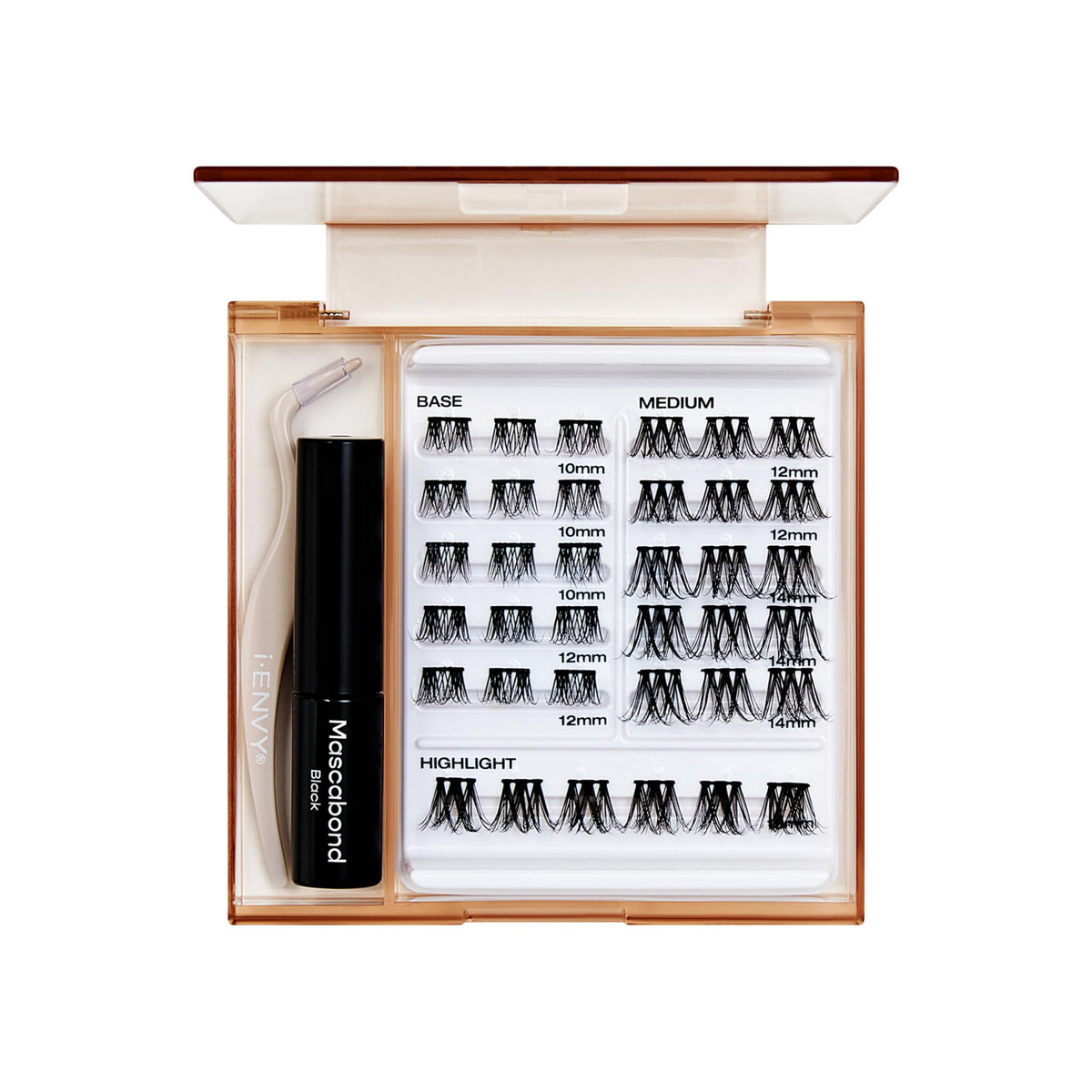 i-ENVY Cluster Palette Kit, DIY Lash Makeup, Customizable Under Lash Extension Layering All in One Convenience, Mini Applicator & Mascabond Glue