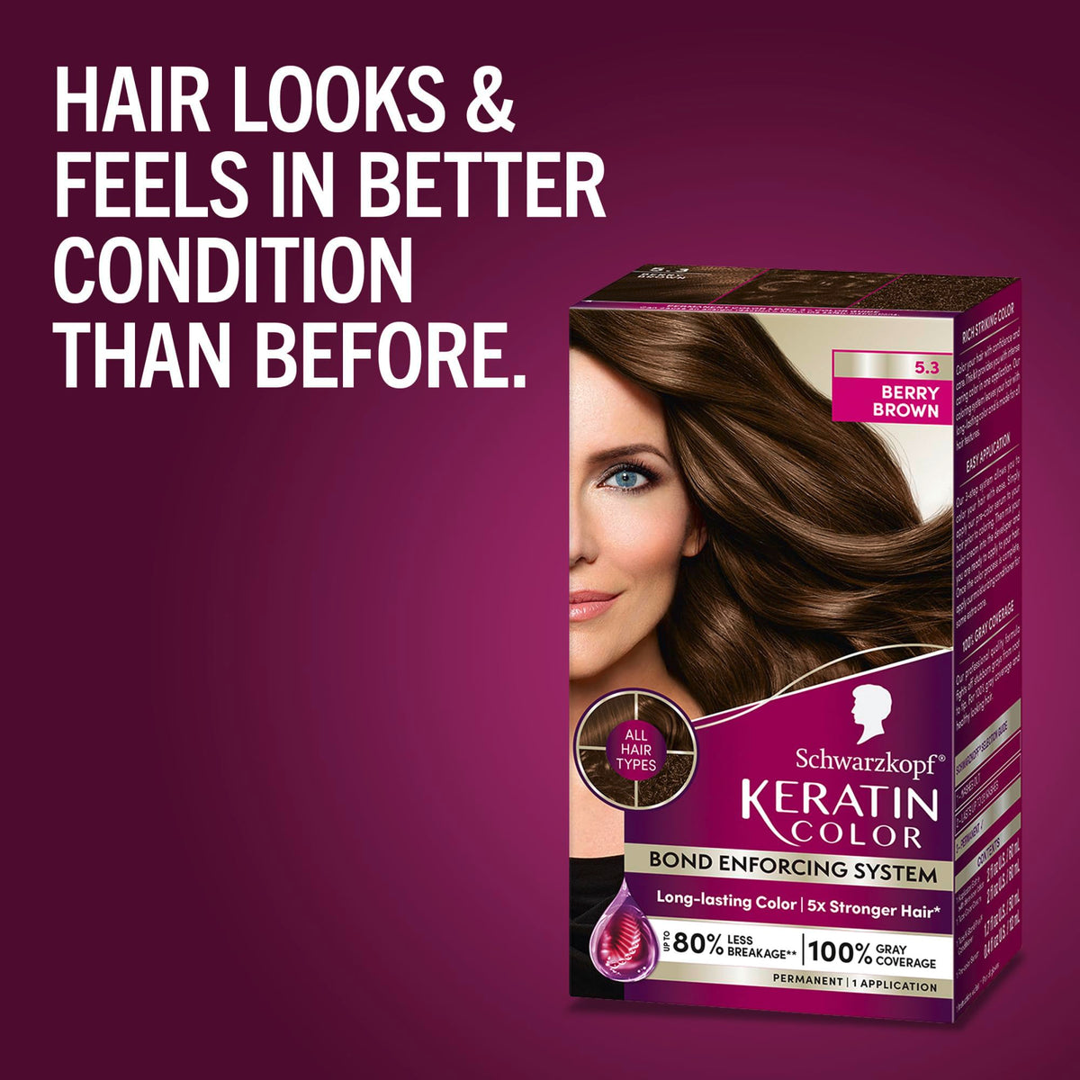 Schwarzkopf Keratin Color Anti-Age Hair Color Cream, 5.3 Berry Brown (Packaging May Vary), Pack of 1 Beauty & Personal Care Schwarzkopf