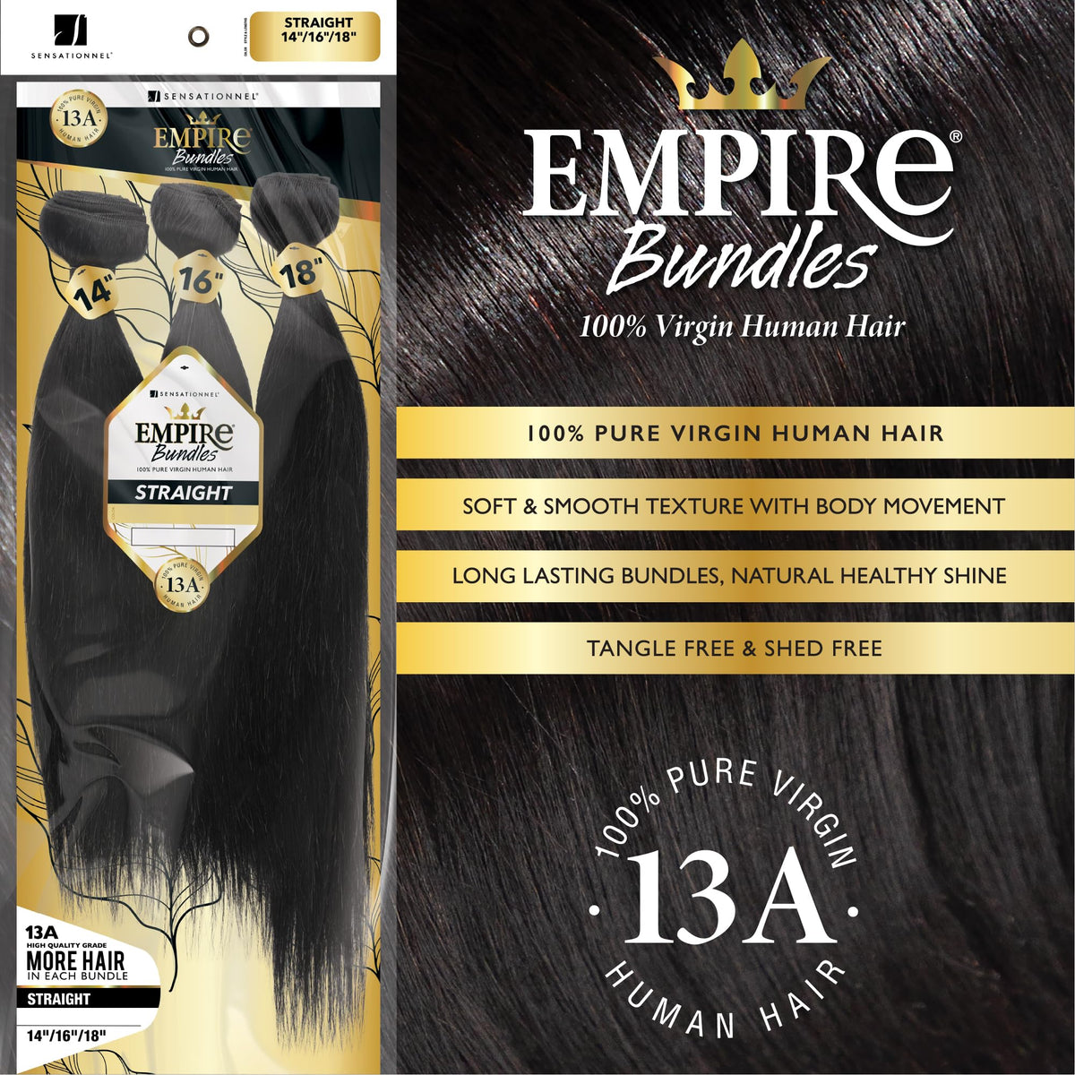 Sensationnel Empire Bundles Multi-Straight,14 16 18 inch, NATURAL