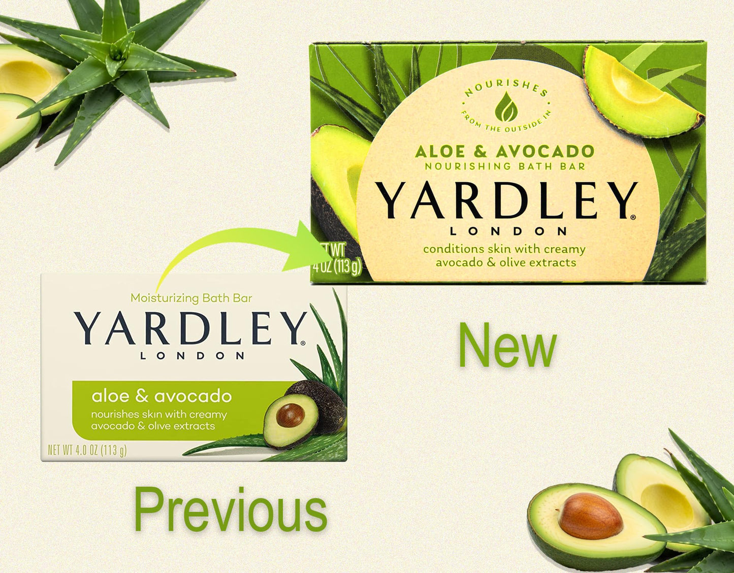 Yardley Bar Soap, Botanical Aloe & Avocado, 4.0 Ounce (Pack of 7) Beauty & Personal Care Yardley