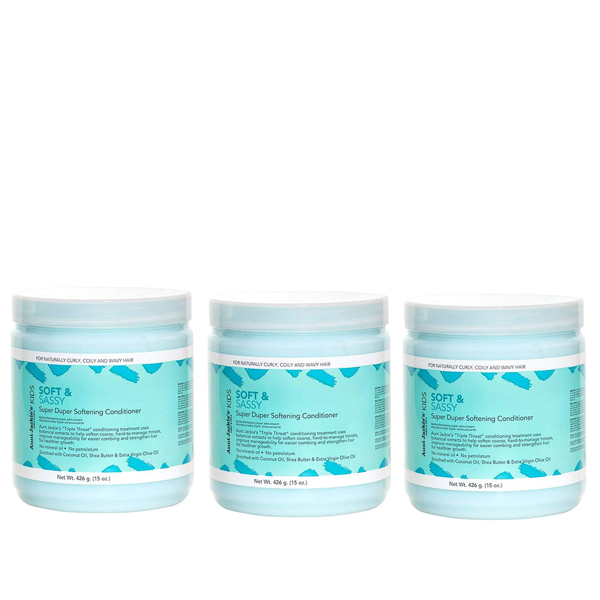 Aunt Jackie's Girls Soft and Sassy Super Duper Softening Conditioner, 15 oz (Pack of 3)
