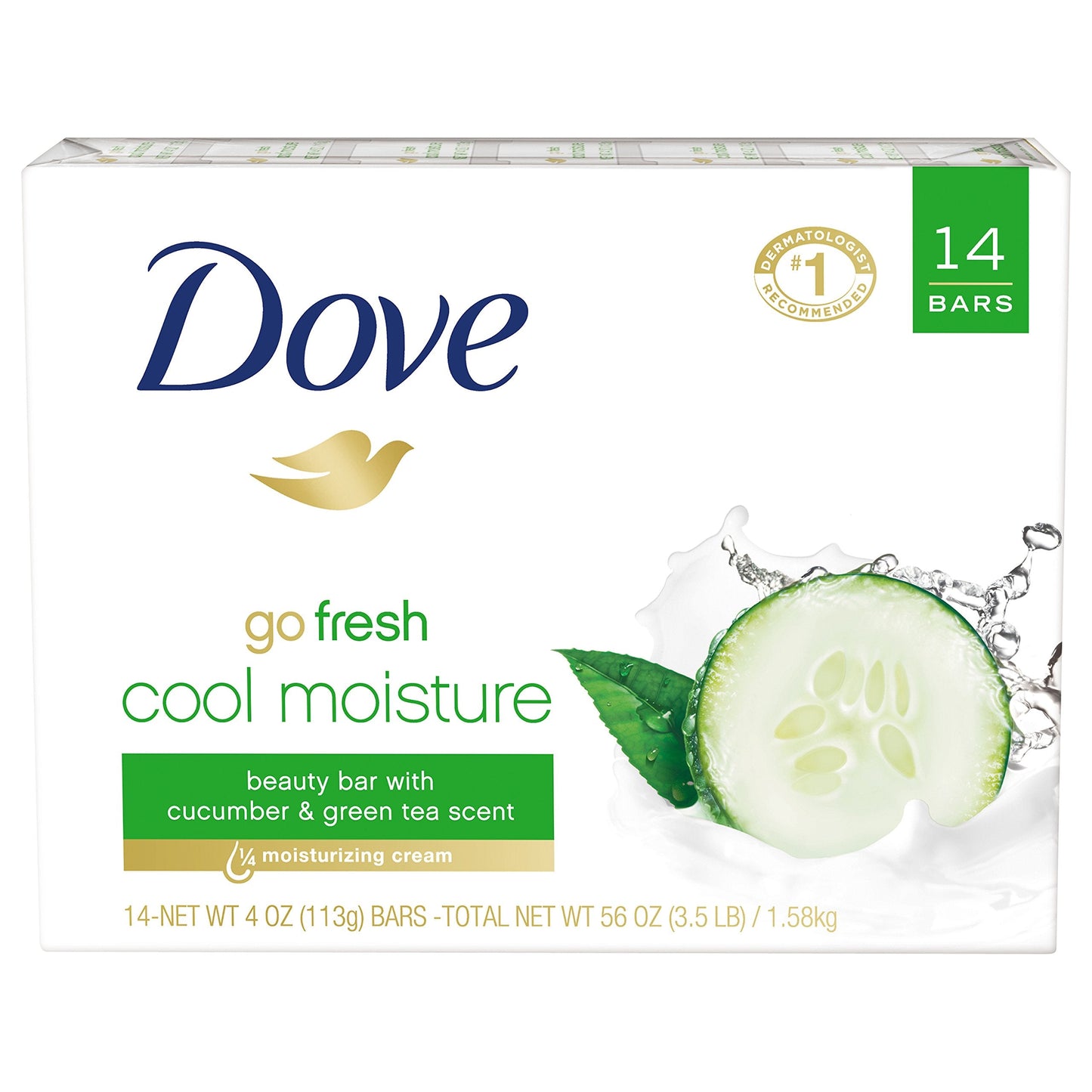 Dove go fresh Beauty Bar, Cucumber and Green Tea 4 oz, 14 Bar Beauty & Personal Care Dove