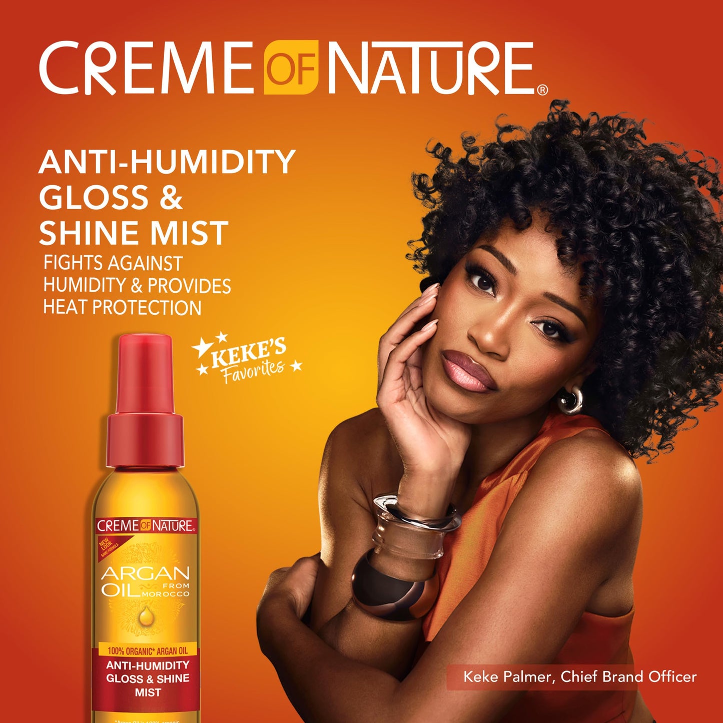 Creme of Nature Anti-Humidity Gloss & Shine Mist, Lightweight Frizz Control and Heat Protection, Infused with 100% Organic Argan Oil from Morocco, 4 Beauty & Personal Care Creme of Nature