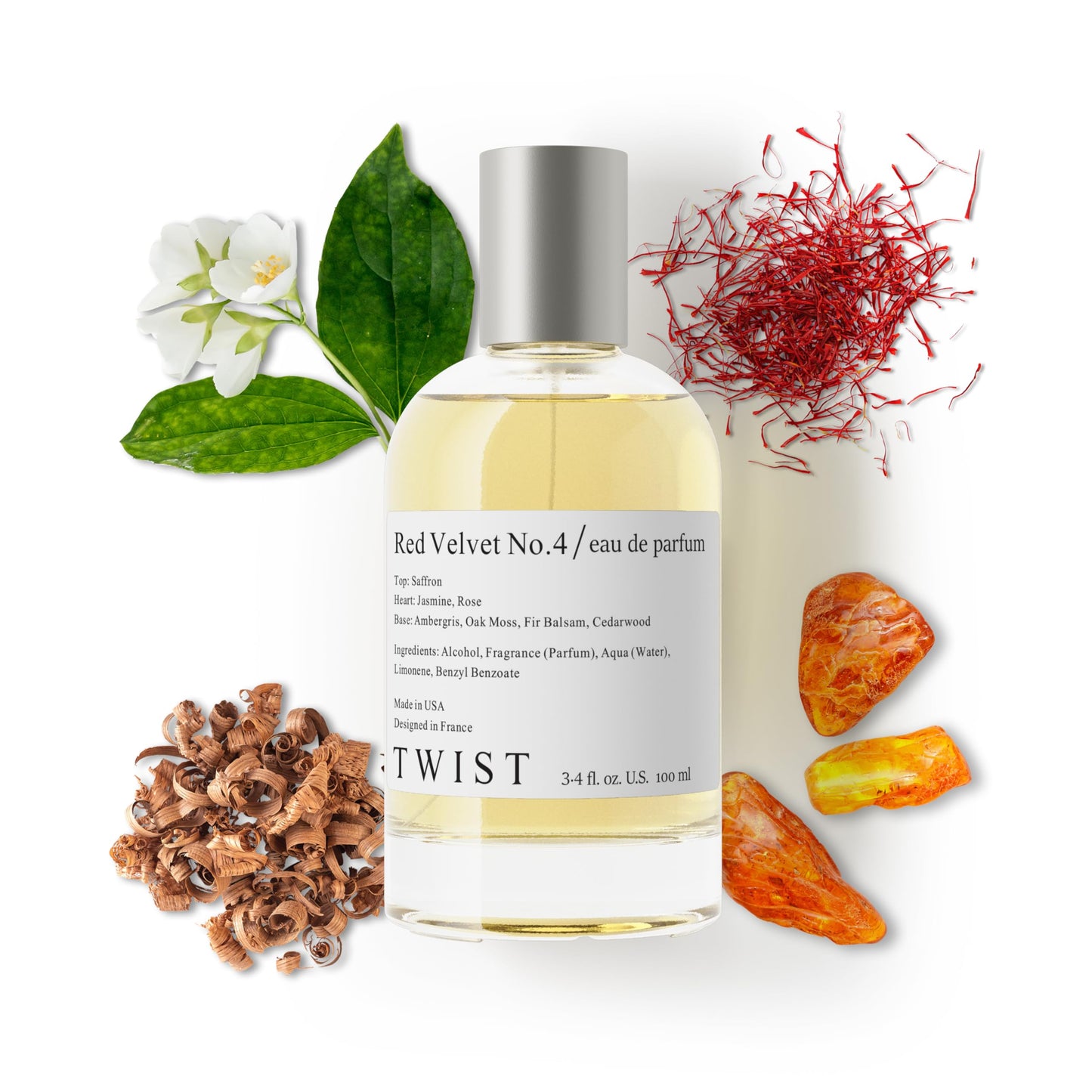Twist - Red Velvet No. 4 - Eau De Parfum Inspired by MFK Baccarat Rouge 540, Long-Lasting Perfume For Women & Men, Paraben Free, Vegan, Clean Beauty & Personal Care Twist